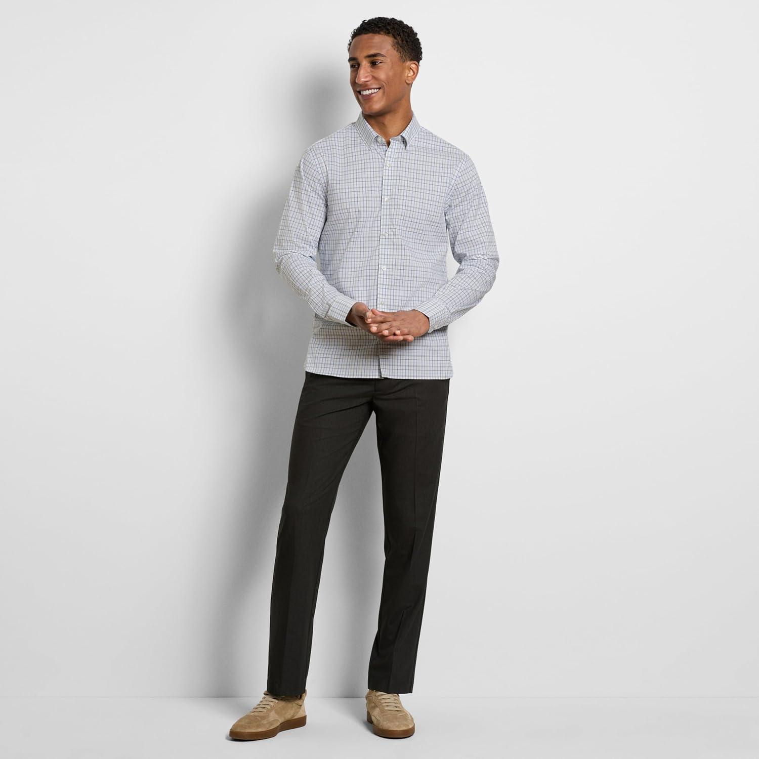 imageVan Heusen Everyday Defense Cronbie Plaid Long Sleeve Shirt Brilliant White L