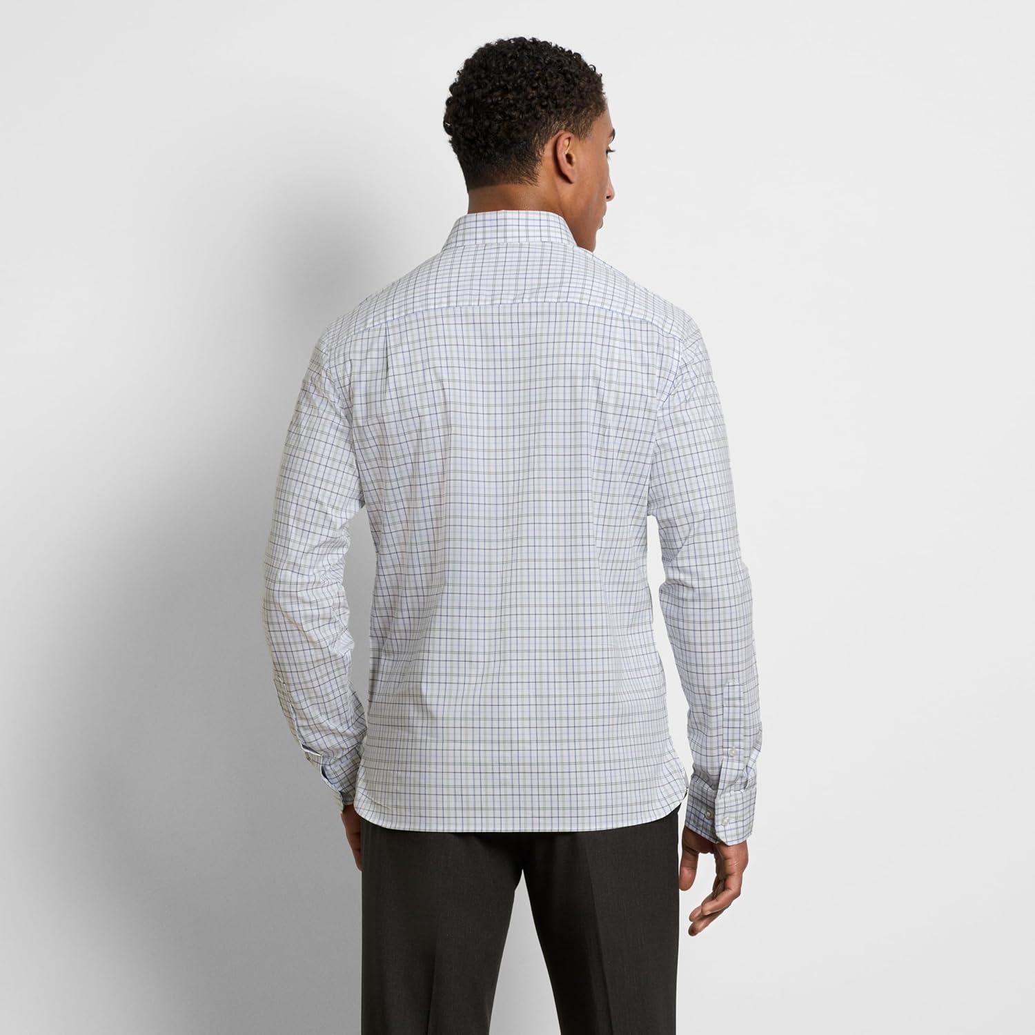 imageVan Heusen Everyday Defense Cronbie Plaid Long Sleeve Shirt Brilliant White L