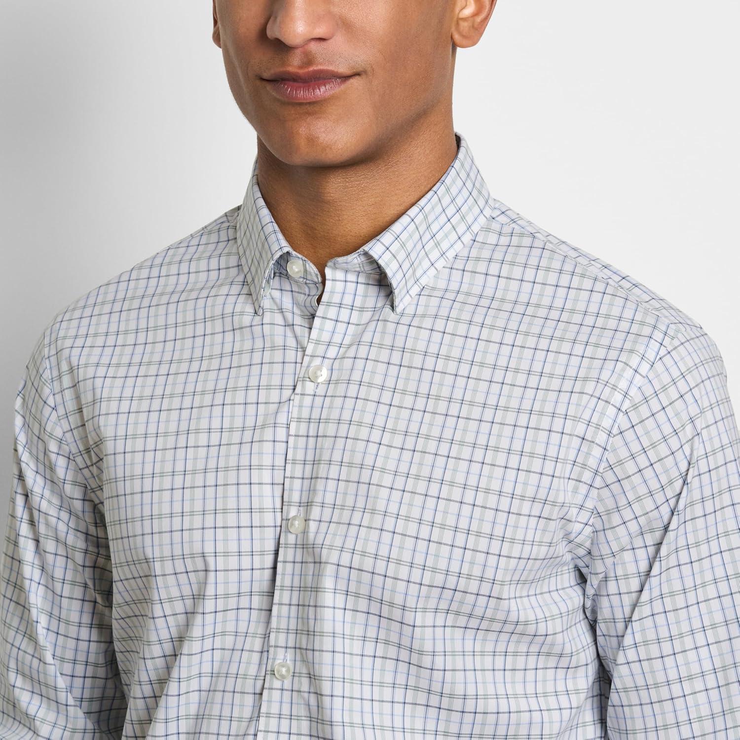 imageVan Heusen Everyday Defense Cronbie Plaid Long Sleeve Shirt Brilliant White L