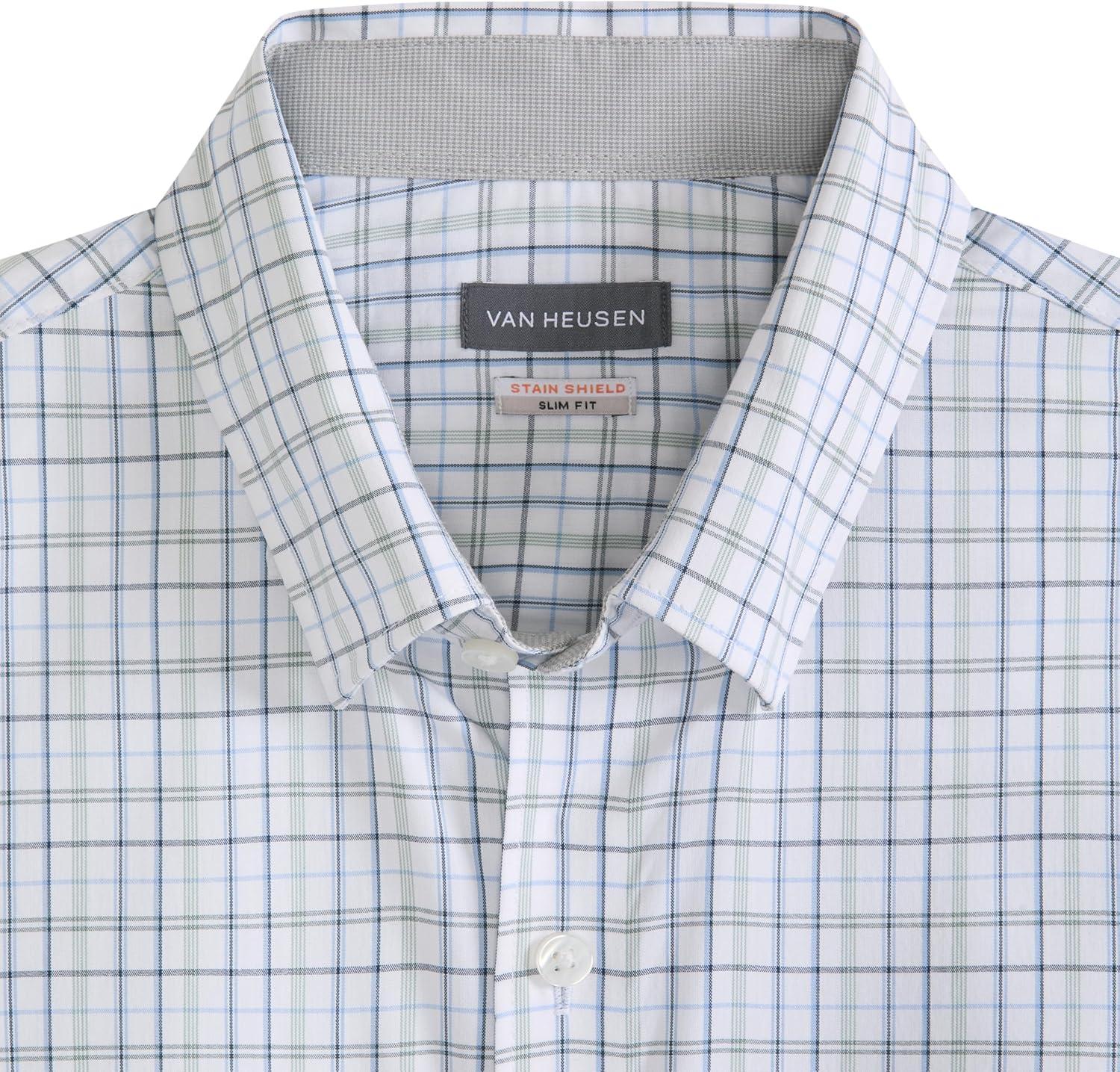 imageVan Heusen Everyday Defense Cronbie Plaid Long Sleeve Shirt Brilliant White L