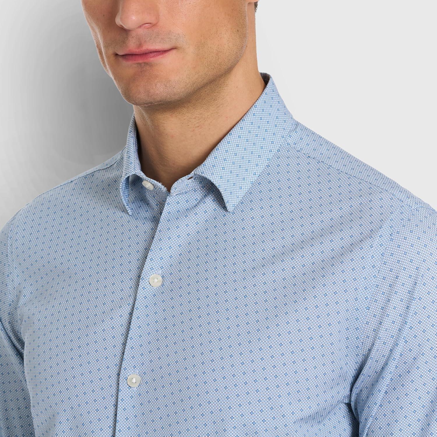 imageVan Heusen Mens AllWay Performance Stretch Long Sleeve Button Up Shirt Slim Fit Regular Length Quick DryBel Air Blue