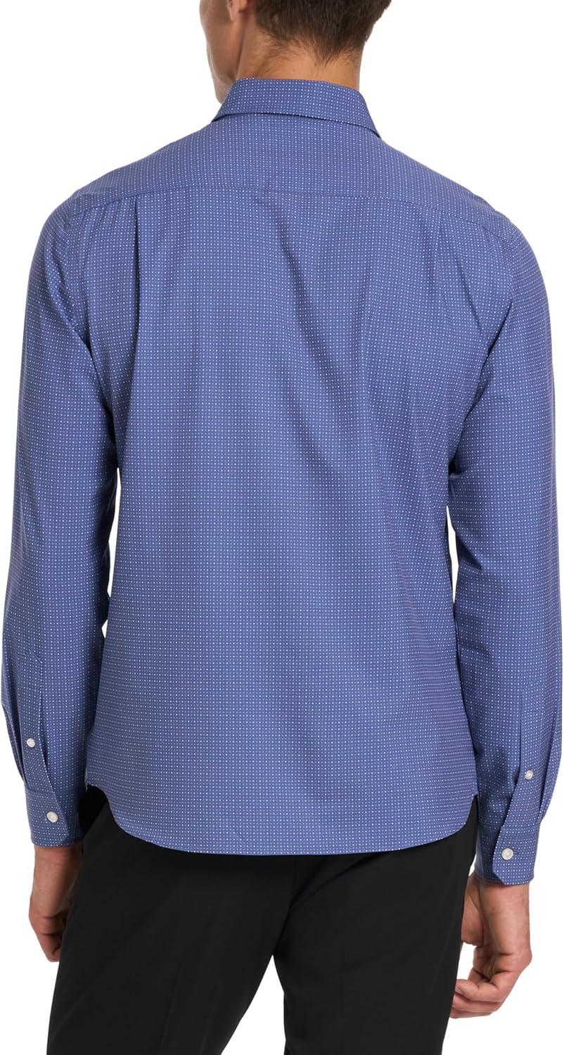imageVan Heusen Mens AllWay Performance Stretch Long Sleeve Button Up Shirt Slim Fit Regular Length Quick DryCoastal Dot Print