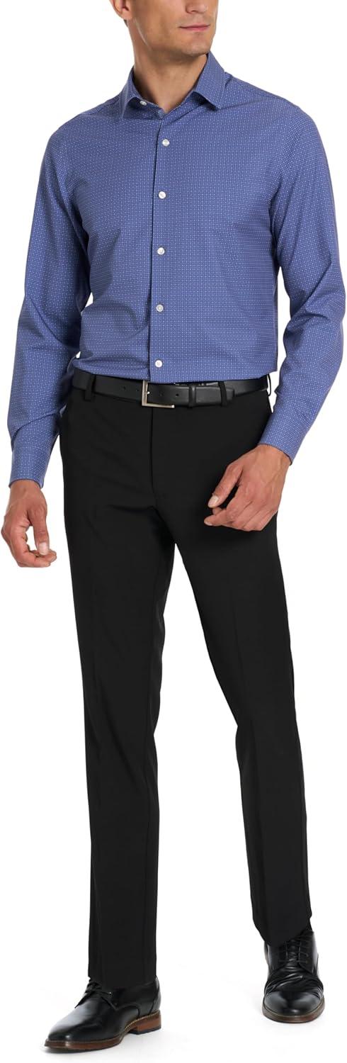 imageVan Heusen Mens AllWay Performance Stretch Long Sleeve Button Up Shirt Slim Fit Regular Length Quick DryCoastal Dot Print