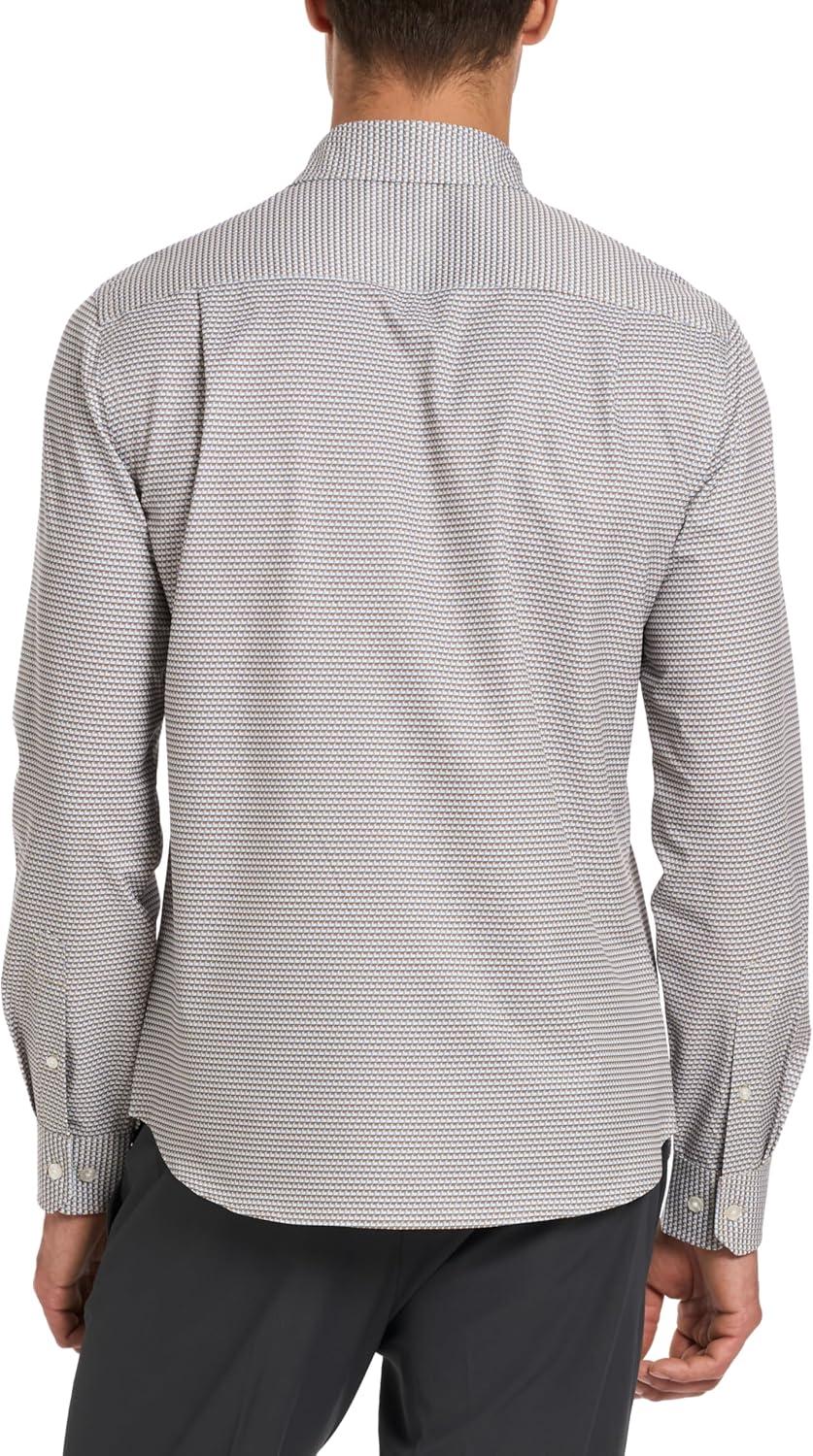 imageVan Heusen Mens AllWay Performance Stretch Long Sleeve Button Up Shirt Slim Fit Regular Length Quick DryTigers Eye