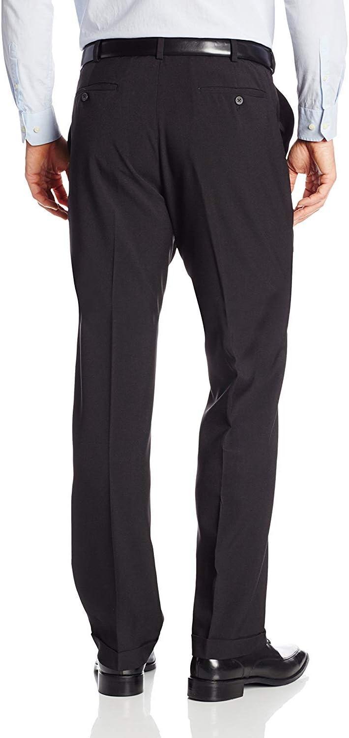 imageVan Heusen Mens Big and Tall Stretch Traveler Cuffed Crosshatch Pleated PantBlack
