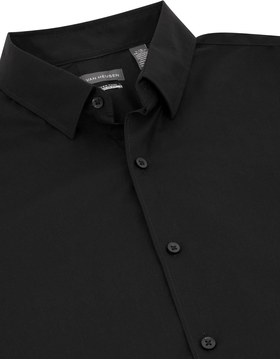 imageVan Heusen Mens Classic Fit Stain Shield Never Tuck Stretch Solid Button Down ShirtButton Down ShirtBlack Solid