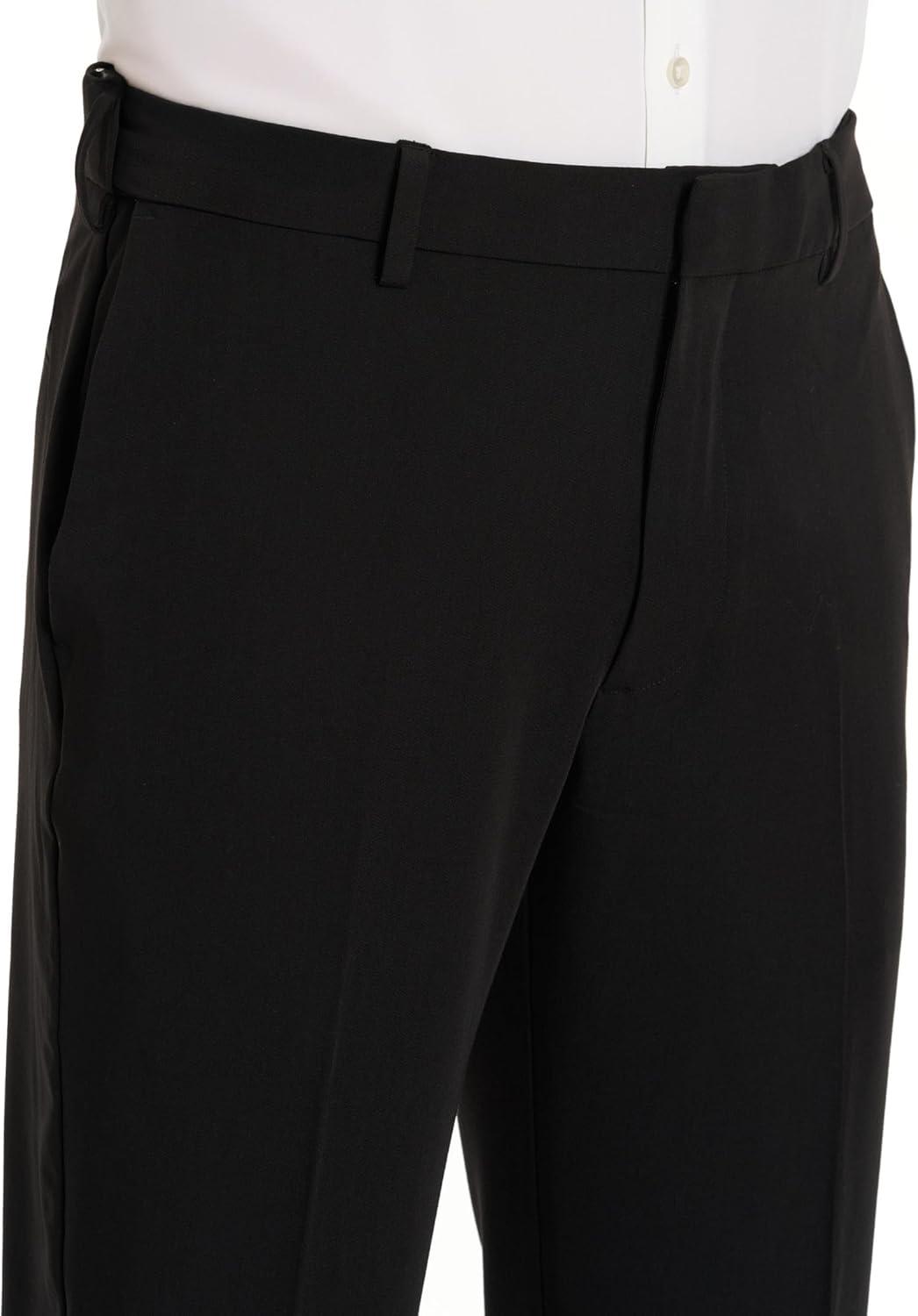 imageVan Heusen Mens Flex Flat Front Straight Fit PantBlack Soft Lux