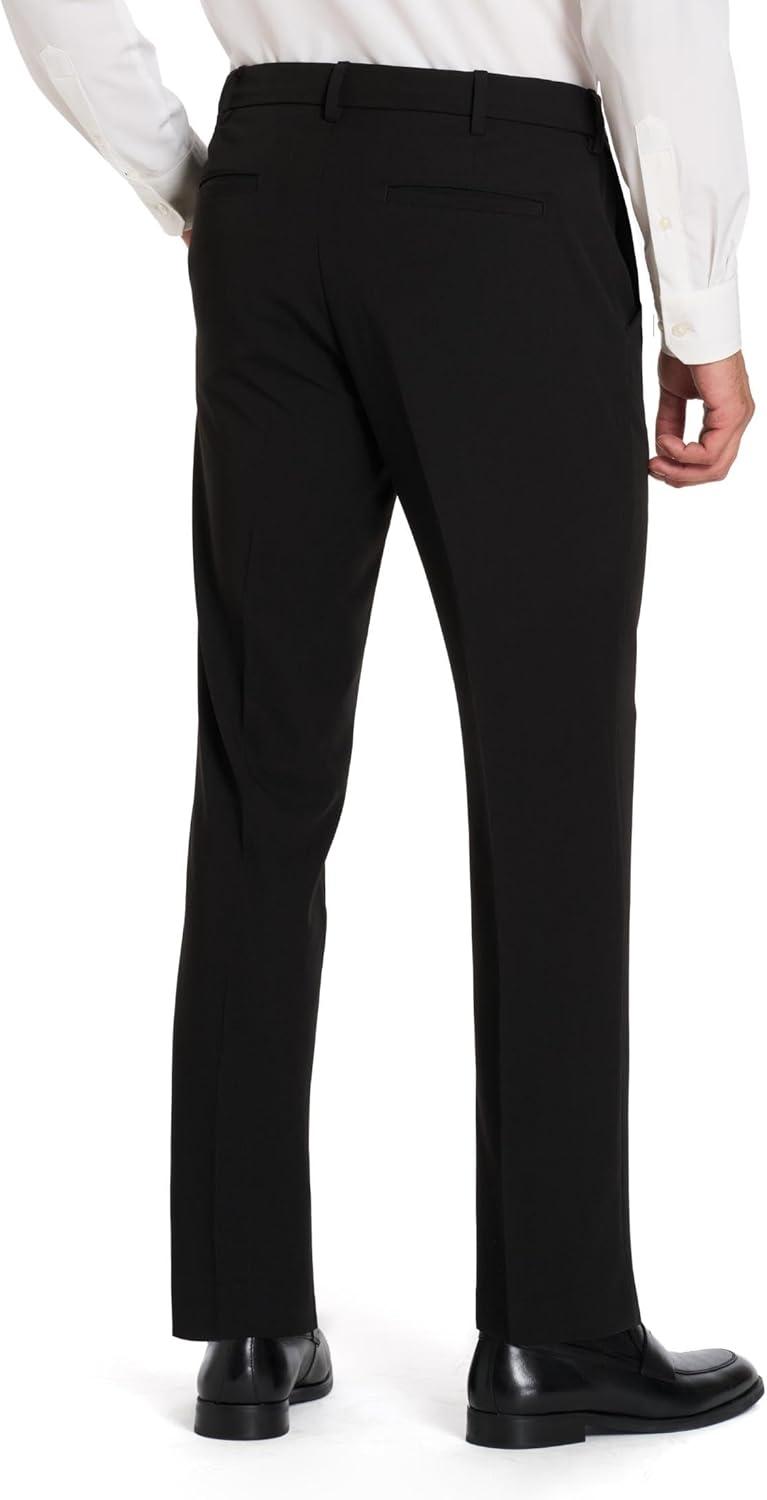 imageVan Heusen Mens Flex Flat Front Straight Fit PantBlack Soft Lux