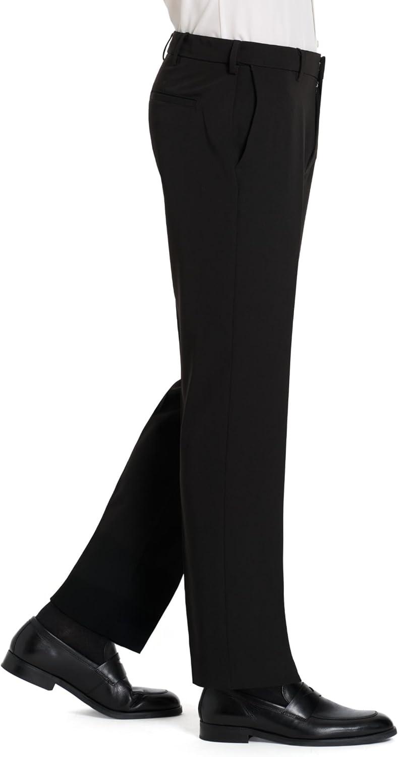 imageVan Heusen Mens Flex Flat Front Straight Fit PantBlack Soft Lux