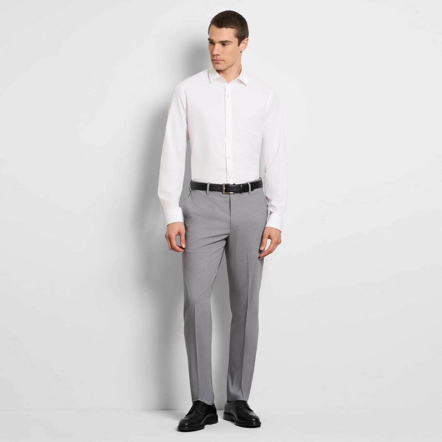 imageVan Heusen Mens Flex Flat Front Straight Fit PantMonument Heather Soft Lux