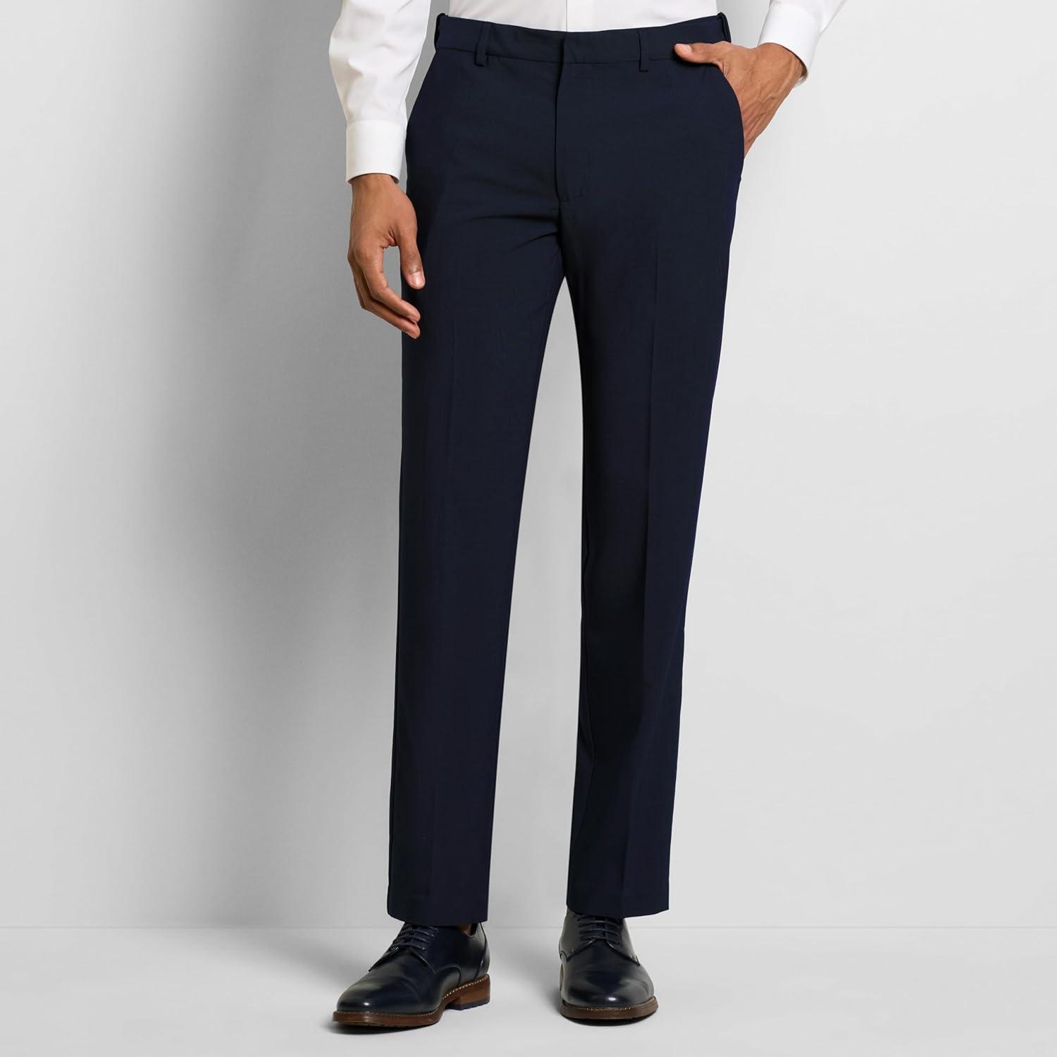 imageVan Heusen Mens Flex Flat Front Straight Fit PantSky Captain Blue Soft Lux