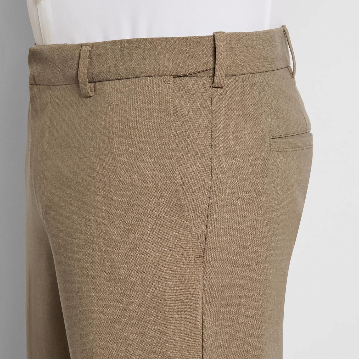 imageVan Heusen Mens Flex Flat Front Straight Fit PantTigers Eye Khaki Soft Lux