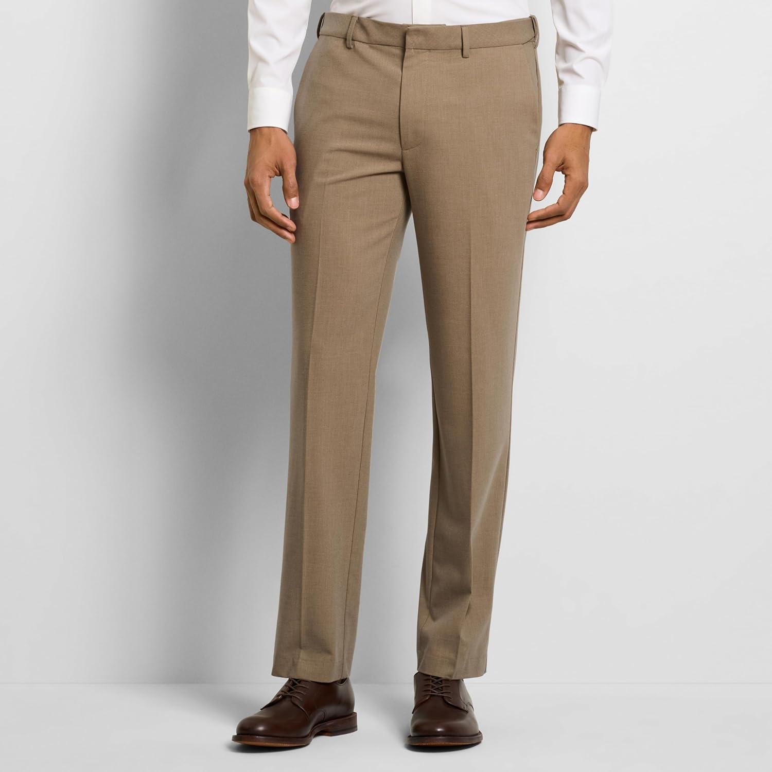 imageVan Heusen Mens Flex Flat Front Straight Fit PantTigers Eye Khaki Soft Lux