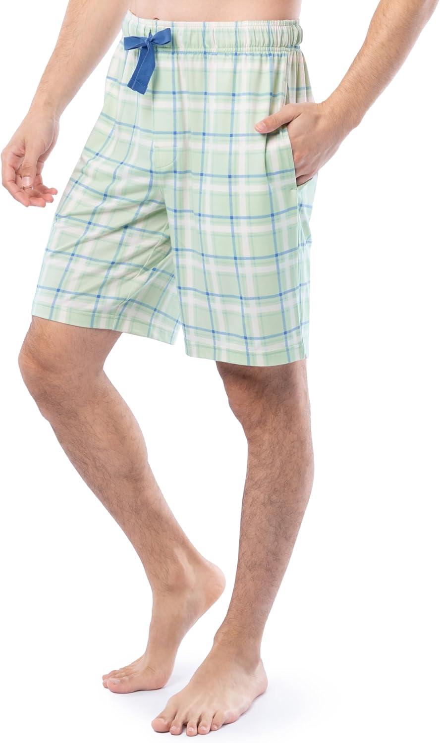 imageVan Heusen Mens Jersey Knit Sleep ShortsLight Green Plaid