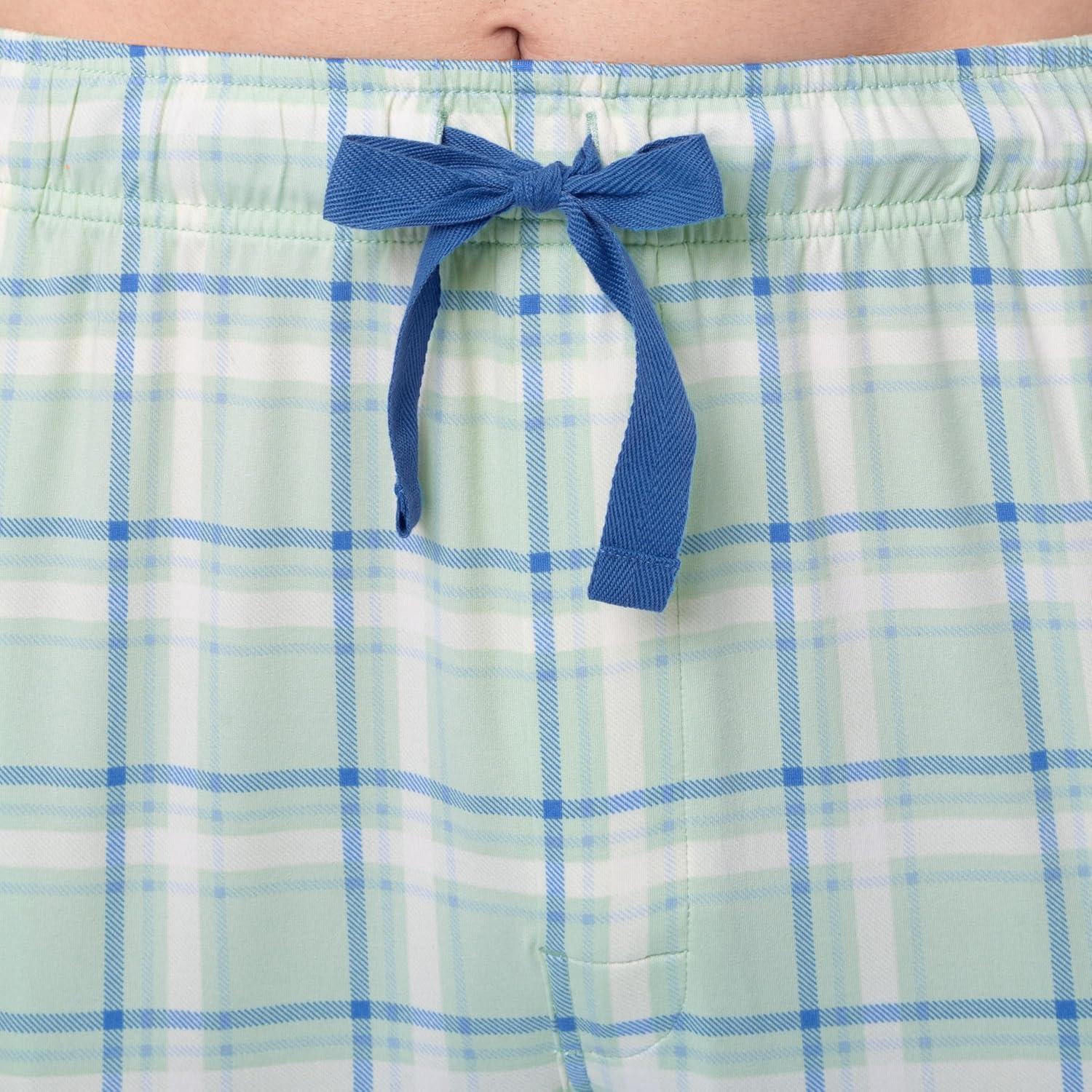 imageVan Heusen Mens Jersey Knit Sleep ShortsLight Green Plaid