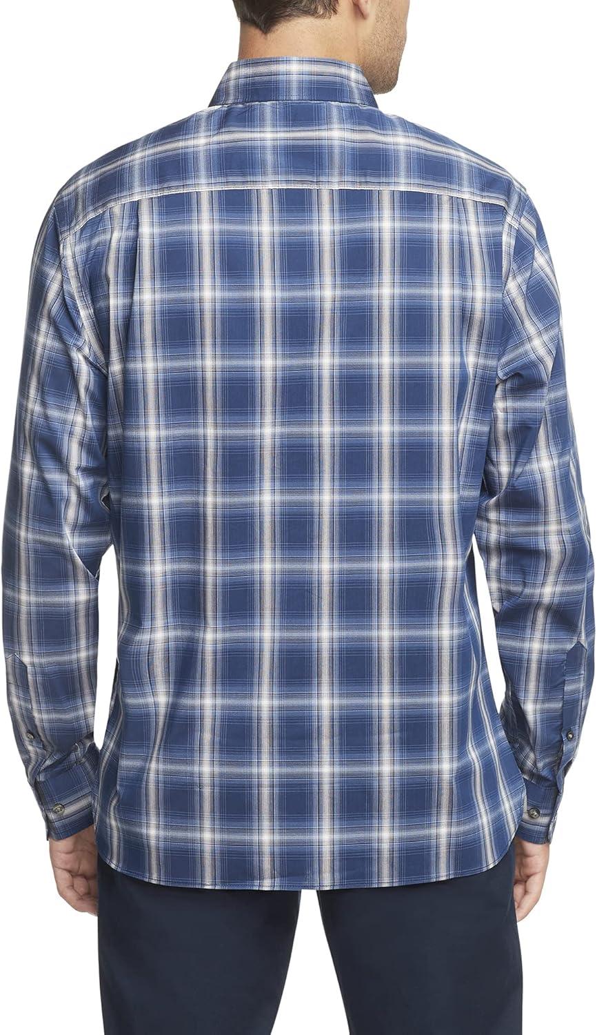 imageVan Heusen Mens NoIron Long Sleeve Button Down Shirt Comfortable Stretch FabricBlack Iris Plaid