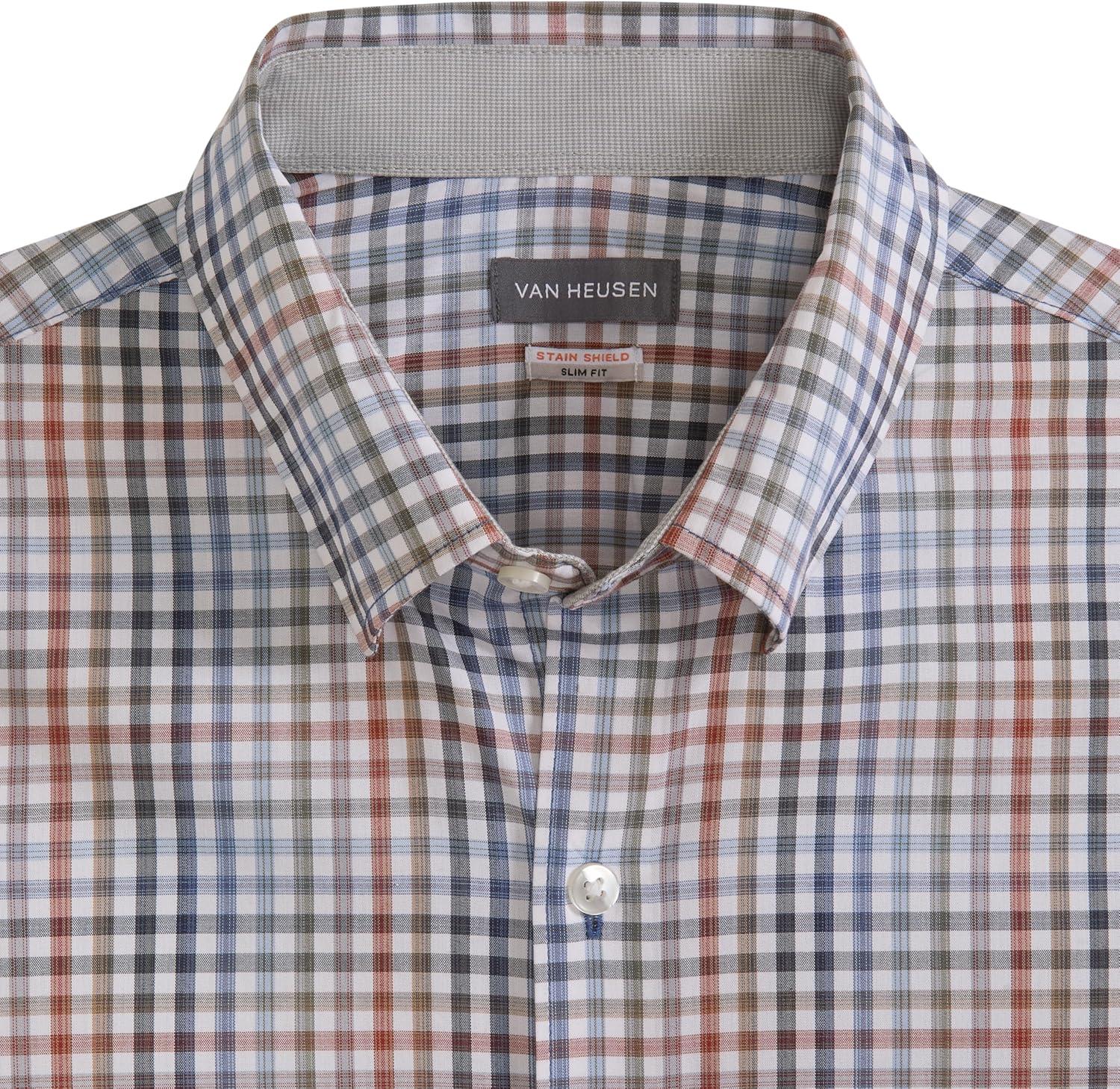 imageVan Heusen Mens NoIron Long Sleeve Button Down Shirt Comfortable Stretch FabricTigers Eye