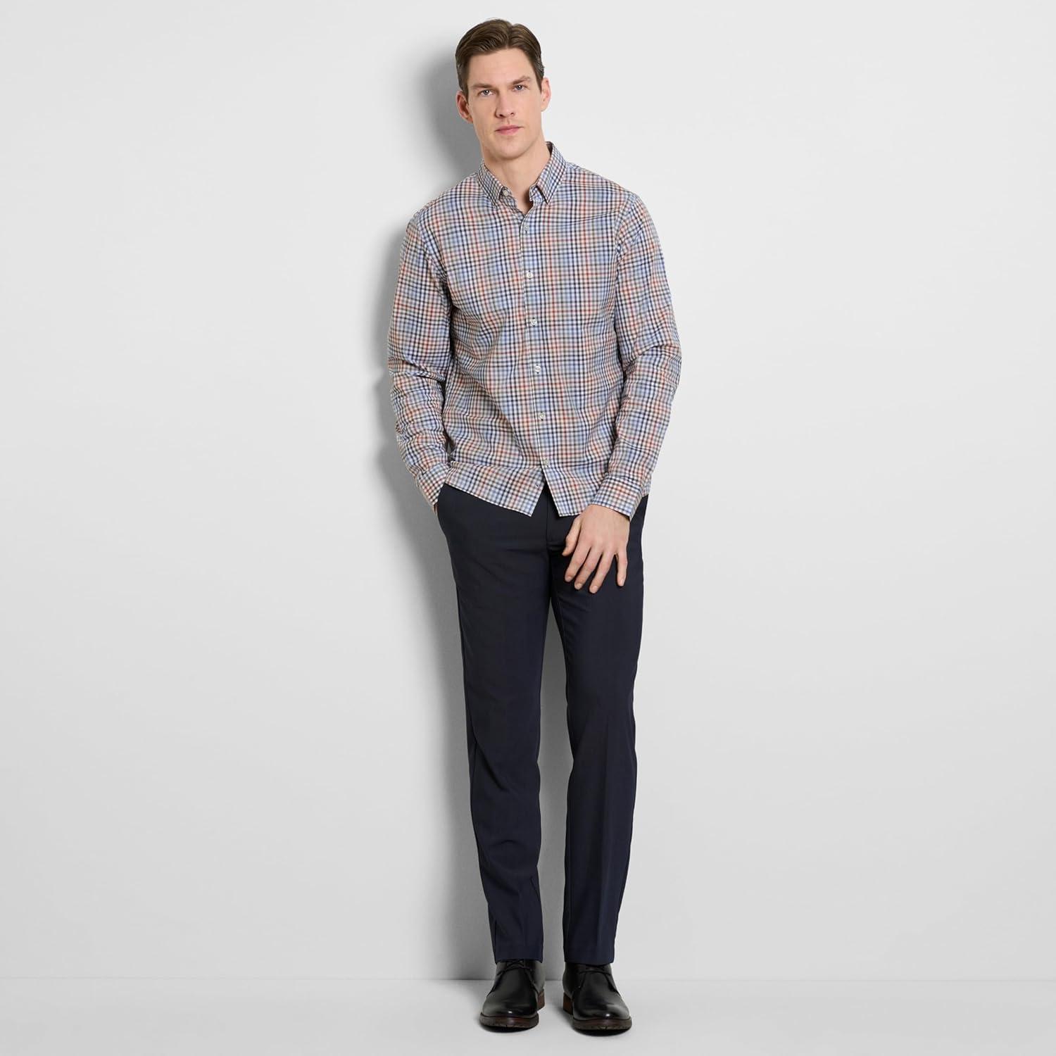 imageVan Heusen Mens NoIron Long Sleeve Button Down Shirt Comfortable Stretch FabricTigers Eye
