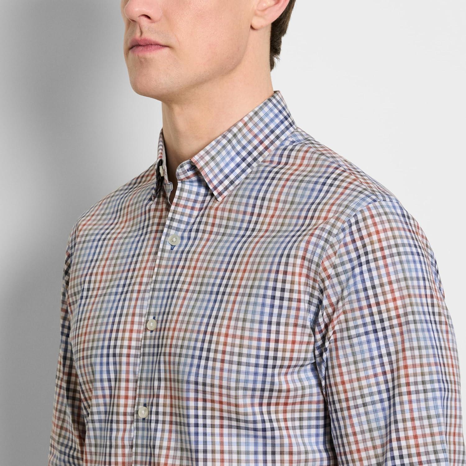 imageVan Heusen Mens NoIron Long Sleeve Button Down Shirt Comfortable Stretch FabricTigers Eye