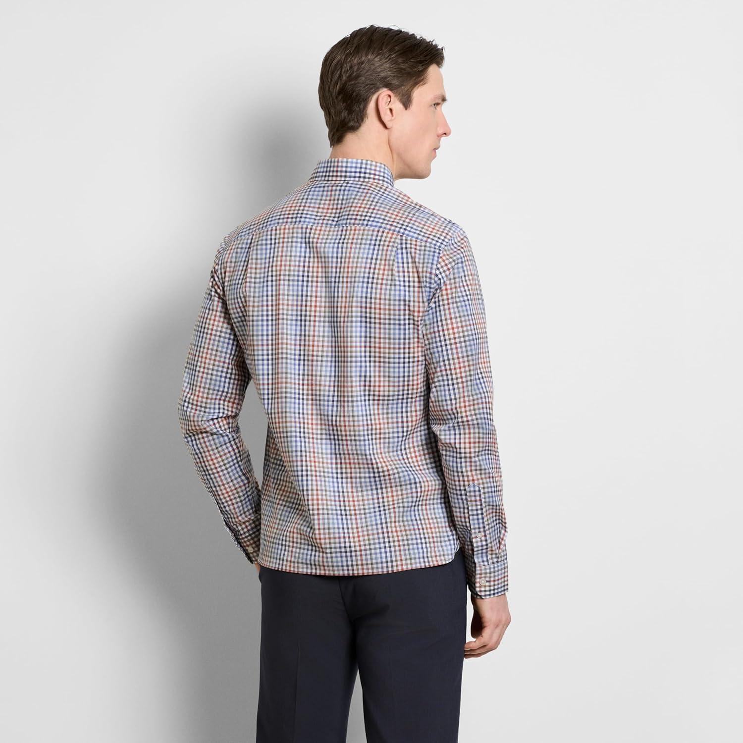 imageVan Heusen Mens NoIron Long Sleeve Button Down Shirt Comfortable Stretch FabricTigers Eye