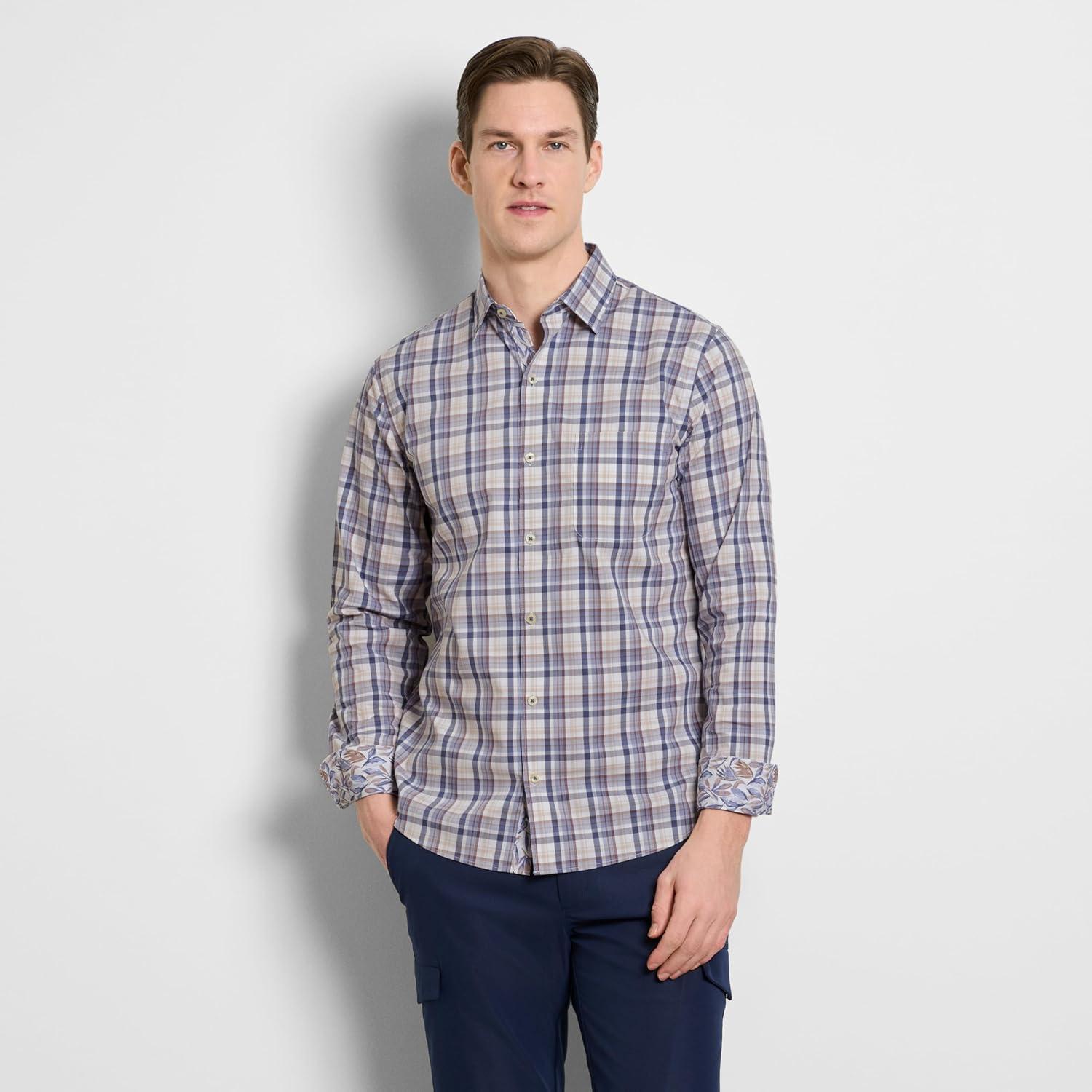 imageVan Heusen Mens Originals Long Sleeve Button Down Shirt Slim Fit Regular Length Comfortable Stretch FabricBleached Denim