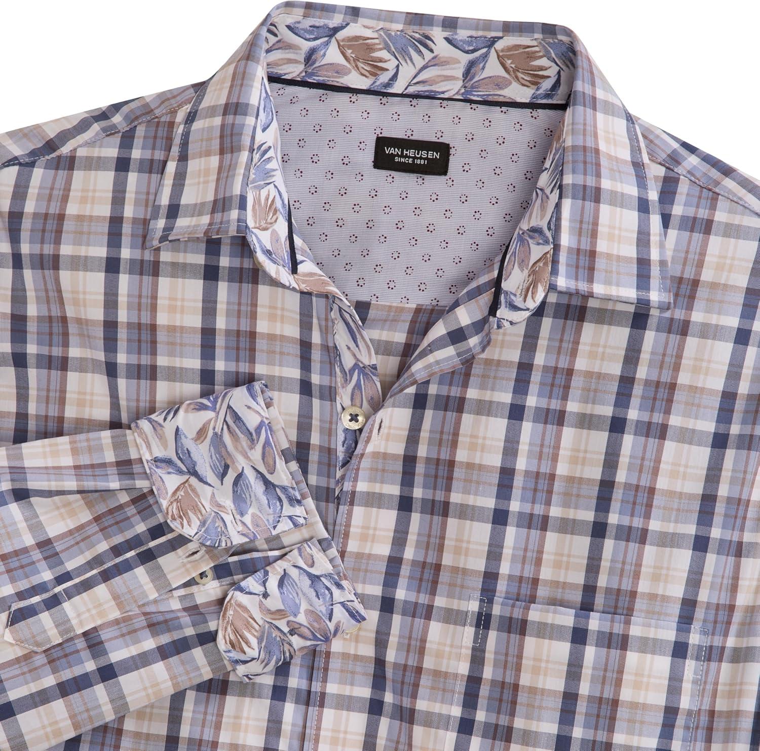 imageVan Heusen Mens Originals Long Sleeve Button Down Shirt Slim Fit Regular Length Comfortable Stretch FabricBleached Denim