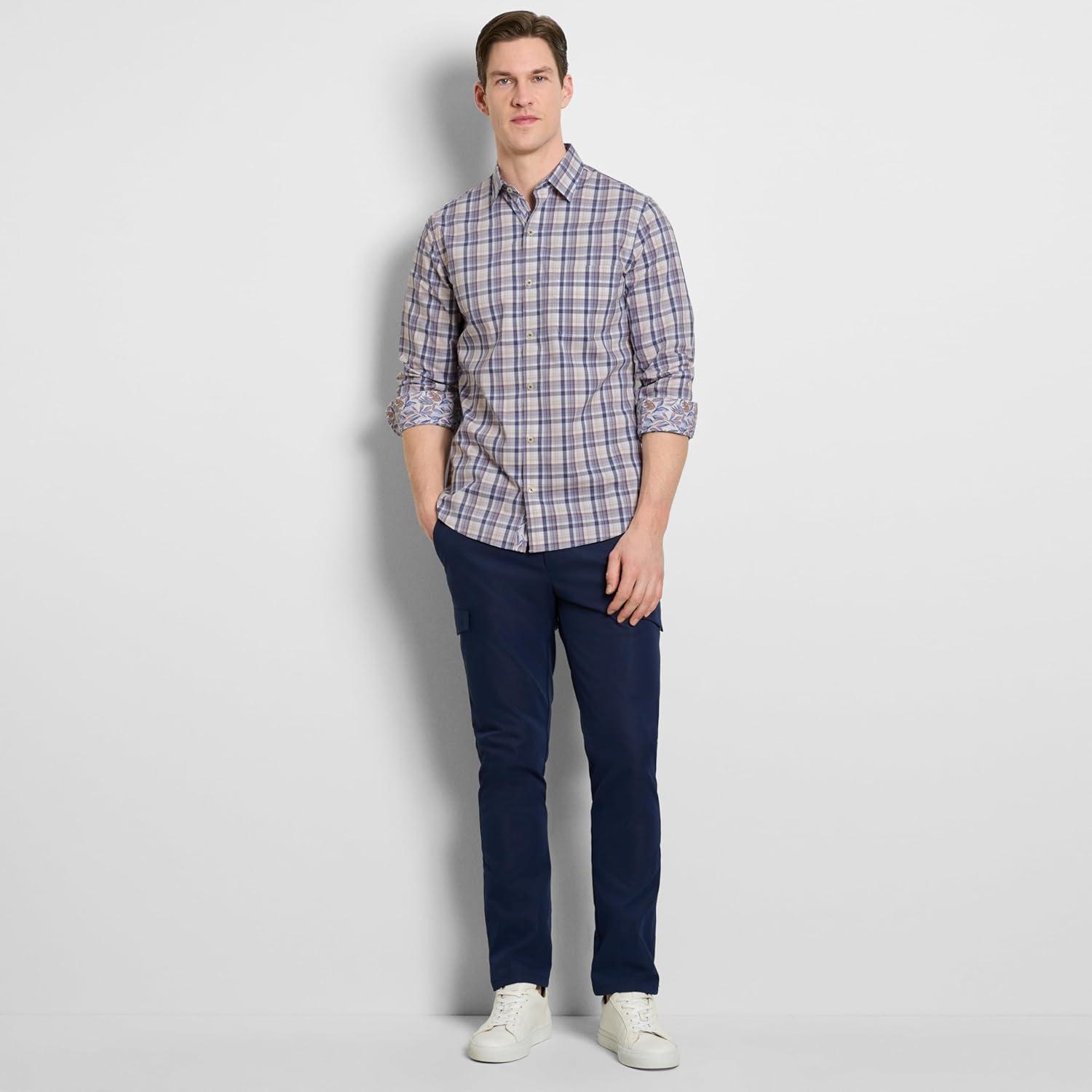 imageVan Heusen Mens Originals Long Sleeve Button Down Shirt Slim Fit Regular Length Comfortable Stretch FabricBleached Denim