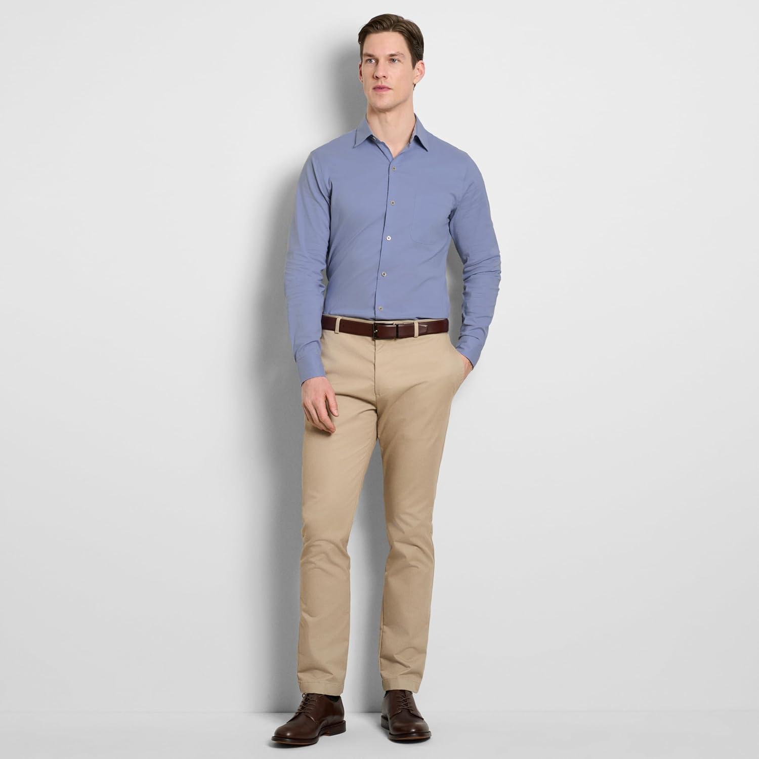 imageVan Heusen Mens Originals Long Sleeve Button Down Shirt Slim Fit Regular Length Comfortable Stretch FabricDobby Denim