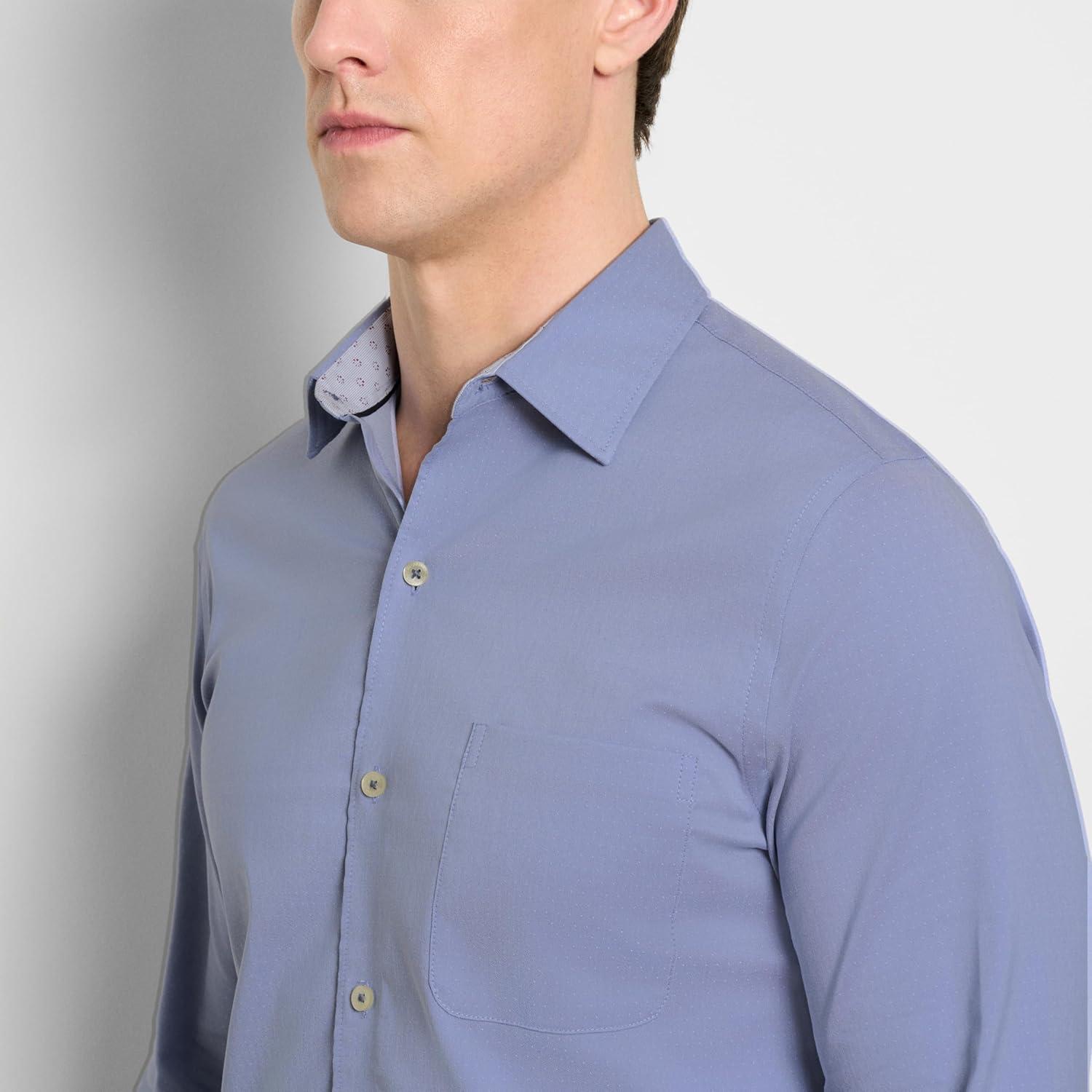 imageVan Heusen Mens Originals Long Sleeve Button Down Shirt Slim Fit Regular Length Comfortable Stretch FabricDobby Denim