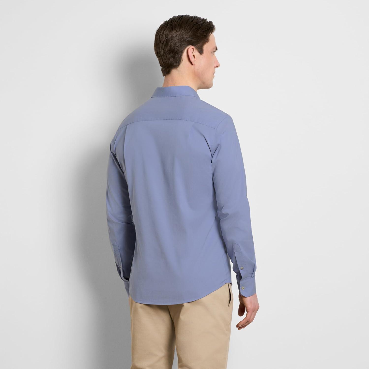 imageVan Heusen Mens Originals Long Sleeve Button Down Shirt Slim Fit Regular Length Comfortable Stretch FabricDobby Denim