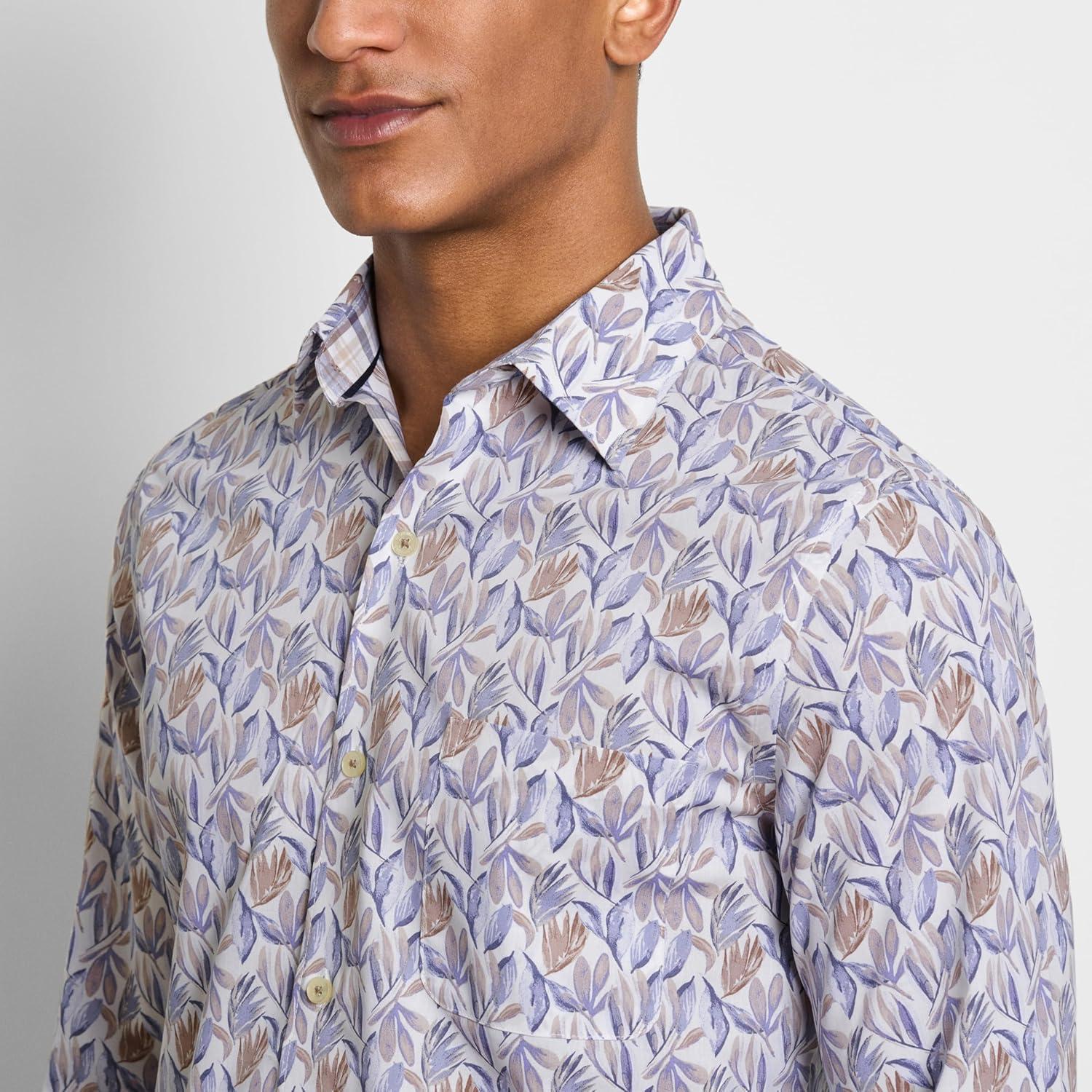 imageVan Heusen Mens Originals Long Sleeve Button Down Shirt Slim Fit Regular Length Comfortable Stretch FabricHalogen Blue