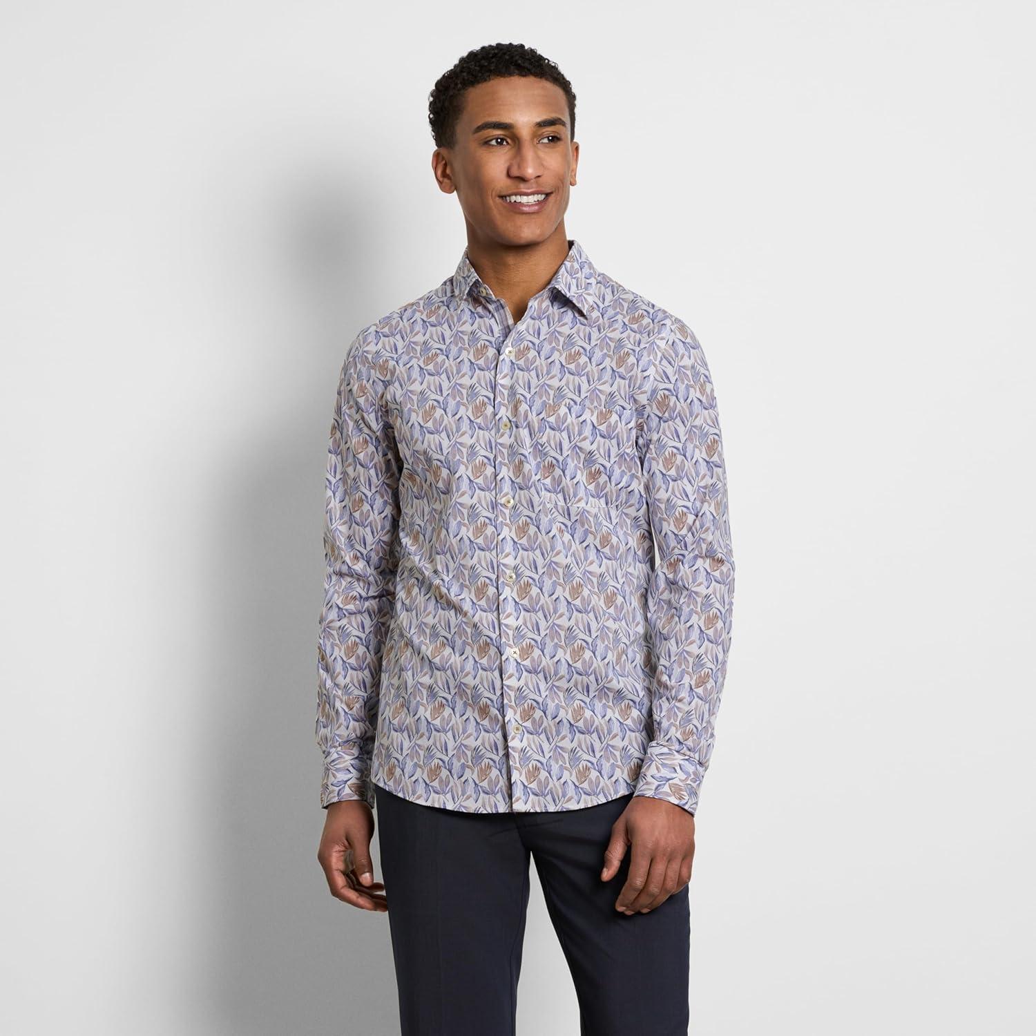 imageVan Heusen Mens Originals Long Sleeve Button Down Shirt Slim Fit Regular Length Comfortable Stretch FabricHalogen Blue