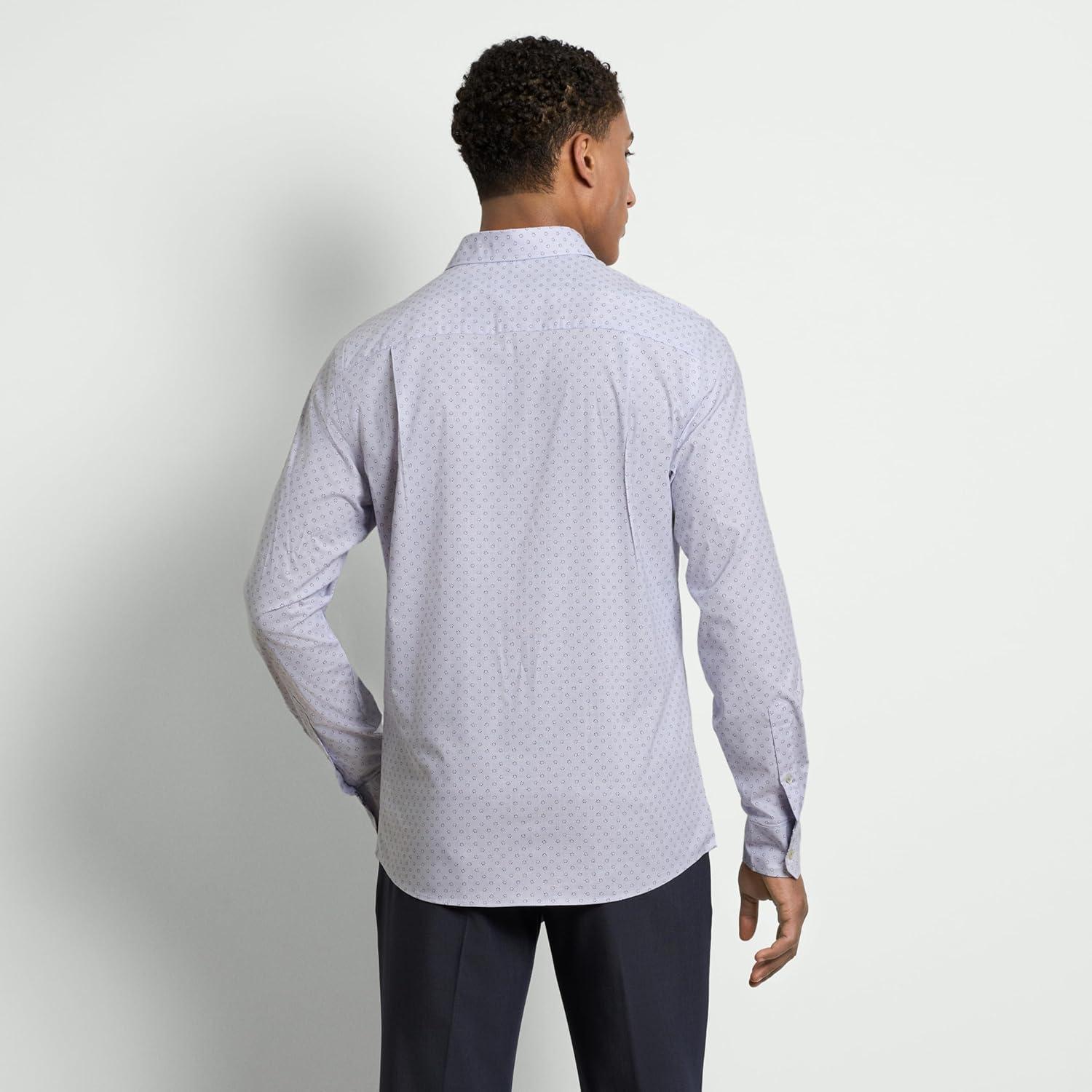 imageVan Heusen Mens Originals Long Sleeve Button Down Shirt Slim Fit Regular Length Comfortable Stretch FabricStriped Dot Denim