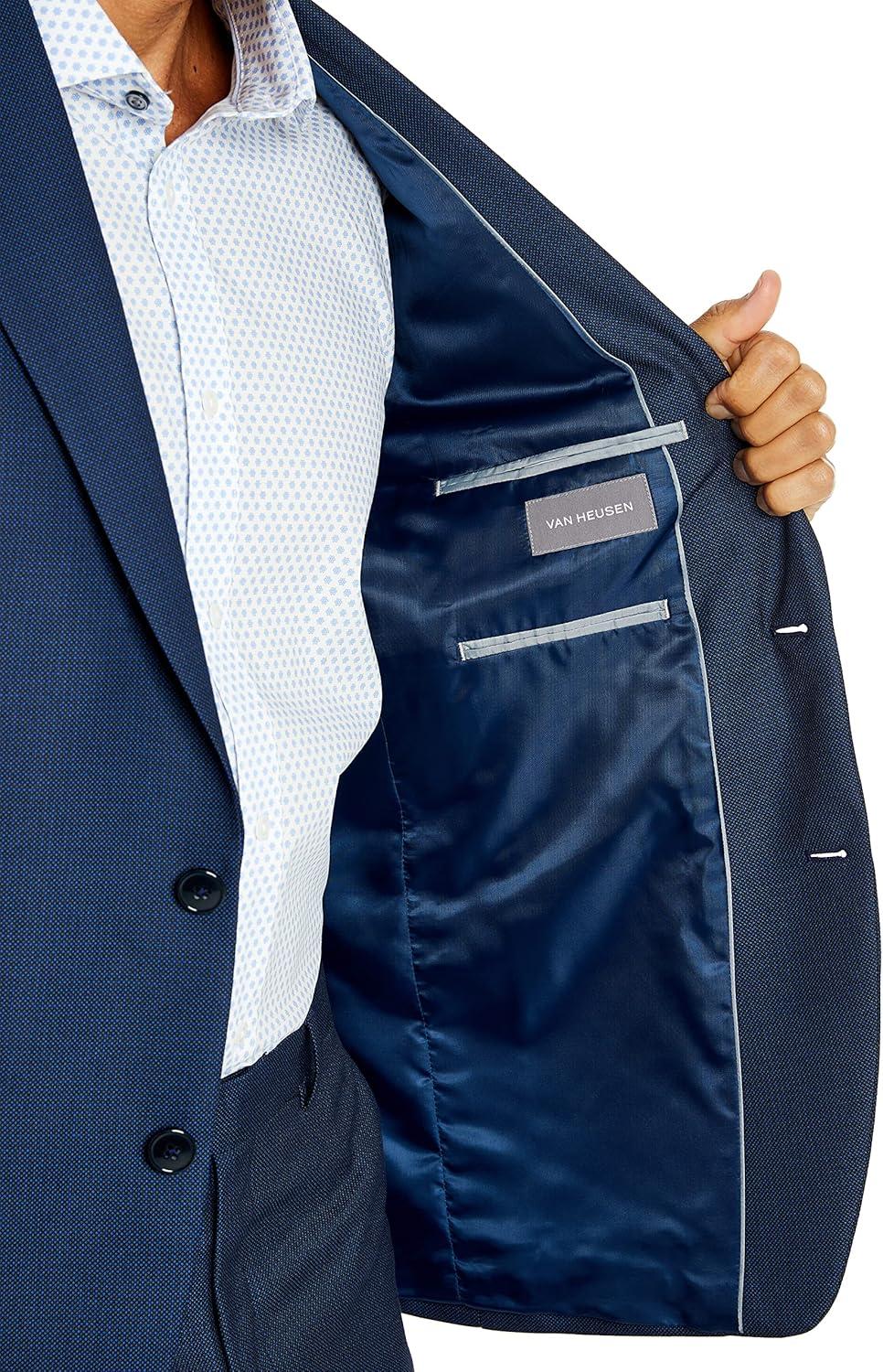 imageVan Heusen Mens Regular Fit Suit SeparatesBlueCharcoal Birdseye