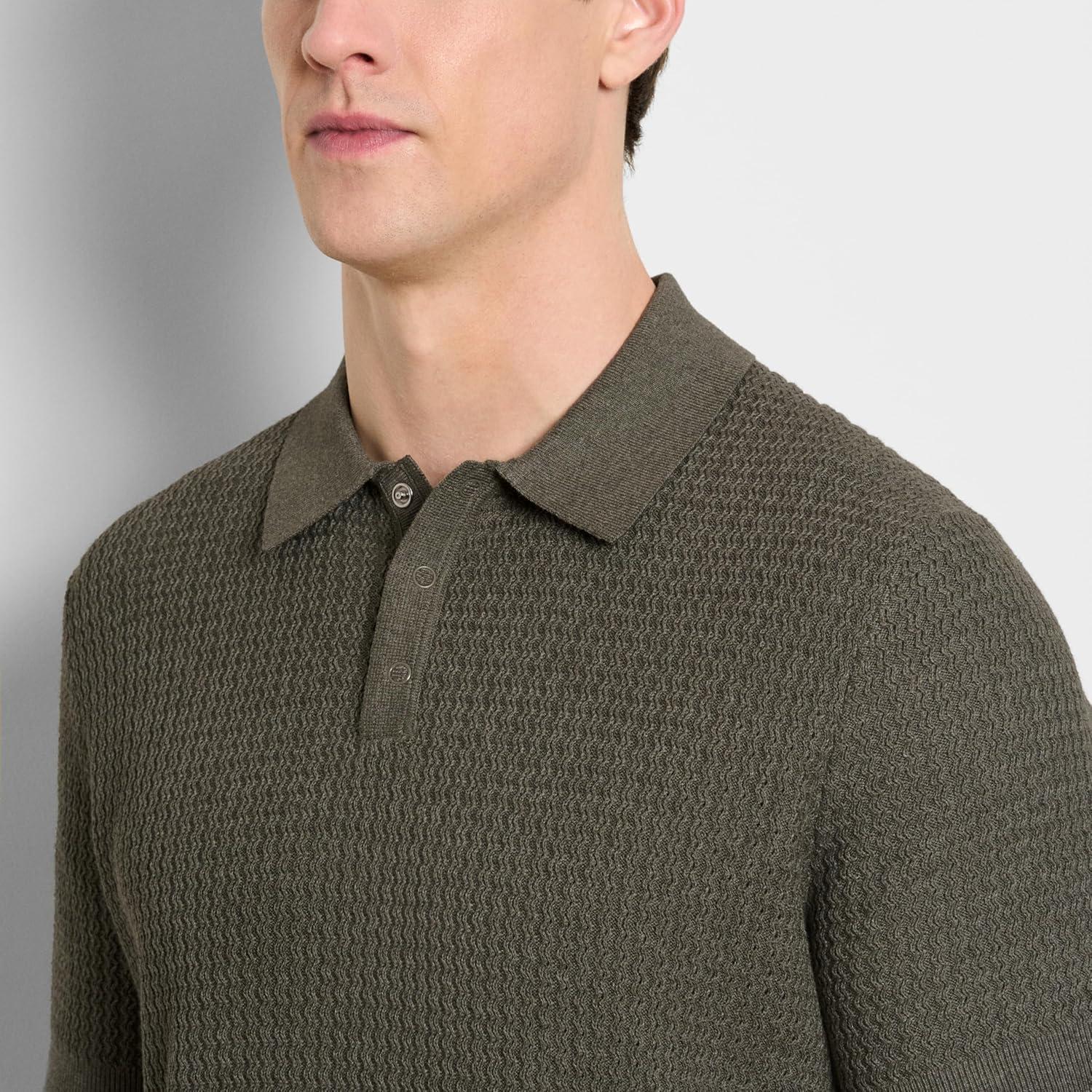 imageVan Heusen Mens Short Sleeve Temp Control Polo Sweater Shirt Regular Fit Button amp Snap Closure Cooling FabricCargo Khaki