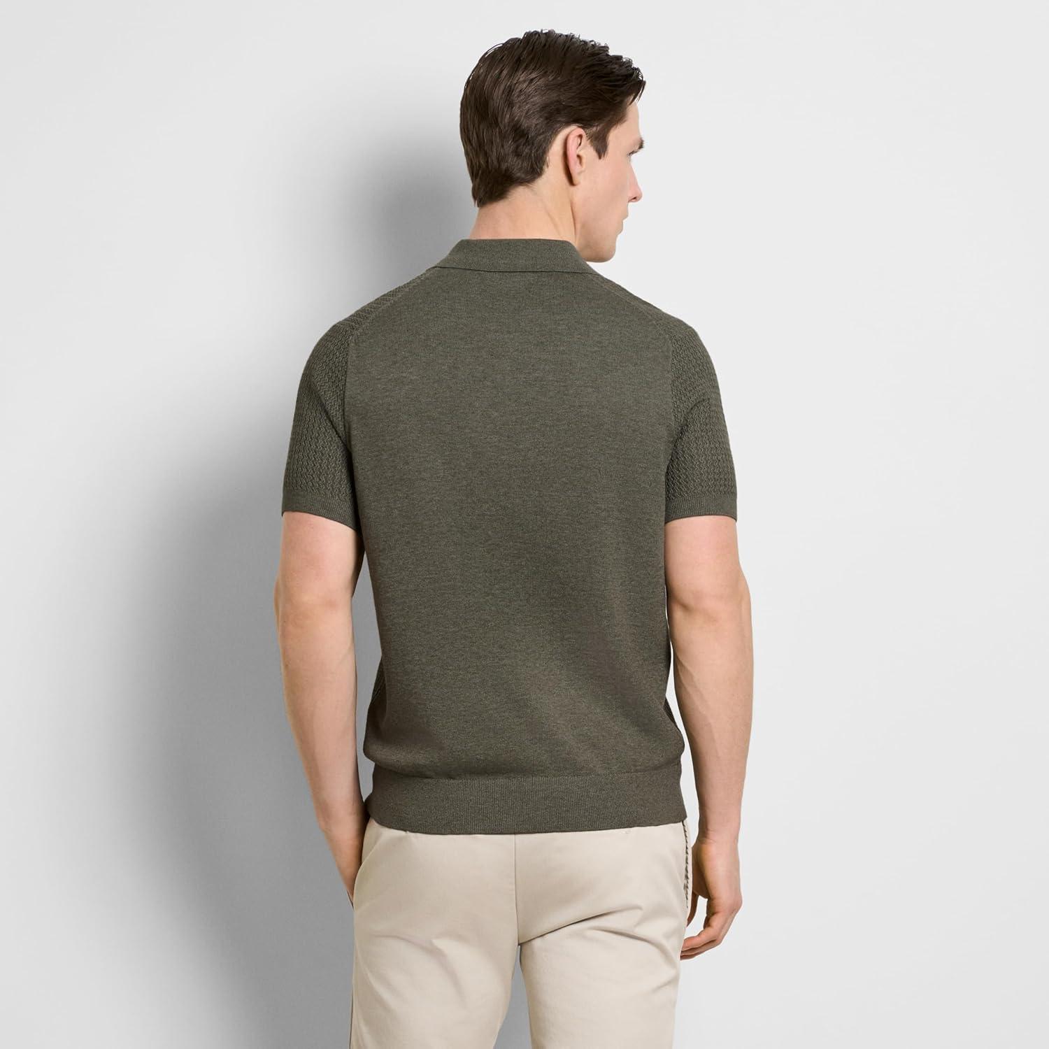 imageVan Heusen Mens Short Sleeve Temp Control Polo Sweater Shirt Regular Fit Button amp Snap Closure Cooling FabricCargo Khaki