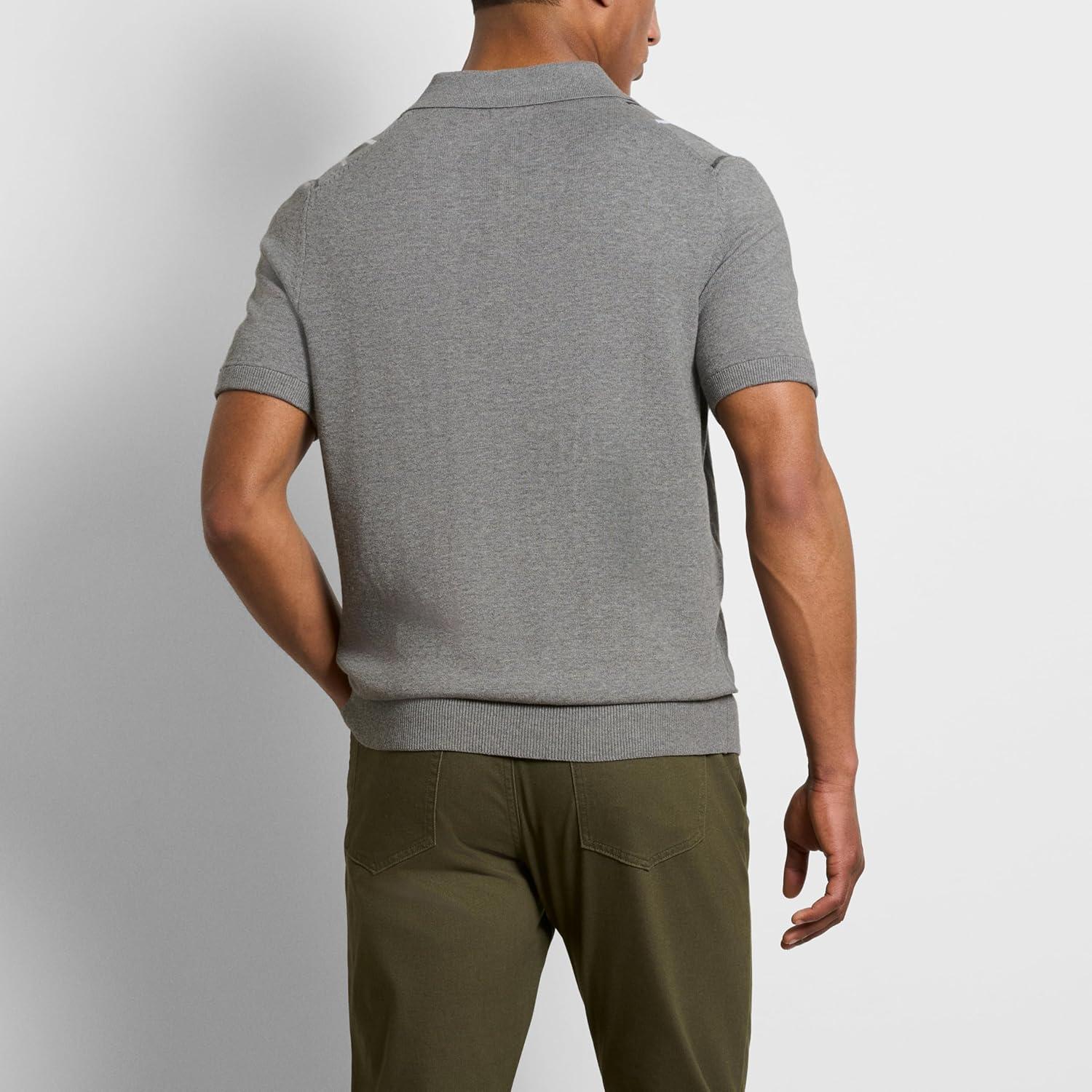 imageVan Heusen Mens Short Sleeve Temp Control Polo Sweater Shirt Regular Fit Button amp Snap Closure Cooling FabricMonument Heather