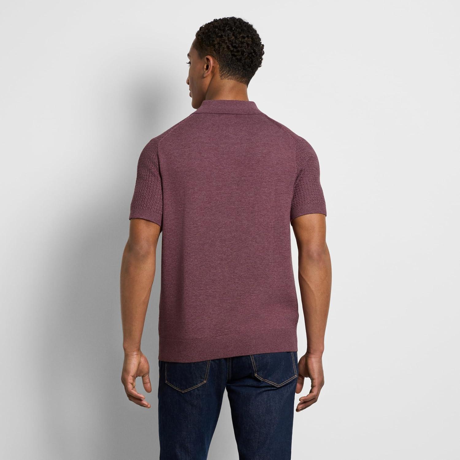 imageVan Heusen Mens Short Sleeve Temp Control Polo Sweater Shirt Regular Fit Button amp Snap Closure Cooling FabricPort Red