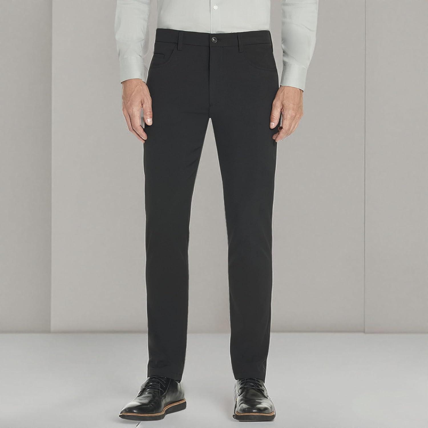 imageVan Heusen Mens Slim Fit Flex 4Way Stretch Tech PantBusiness Casual PantsBlack