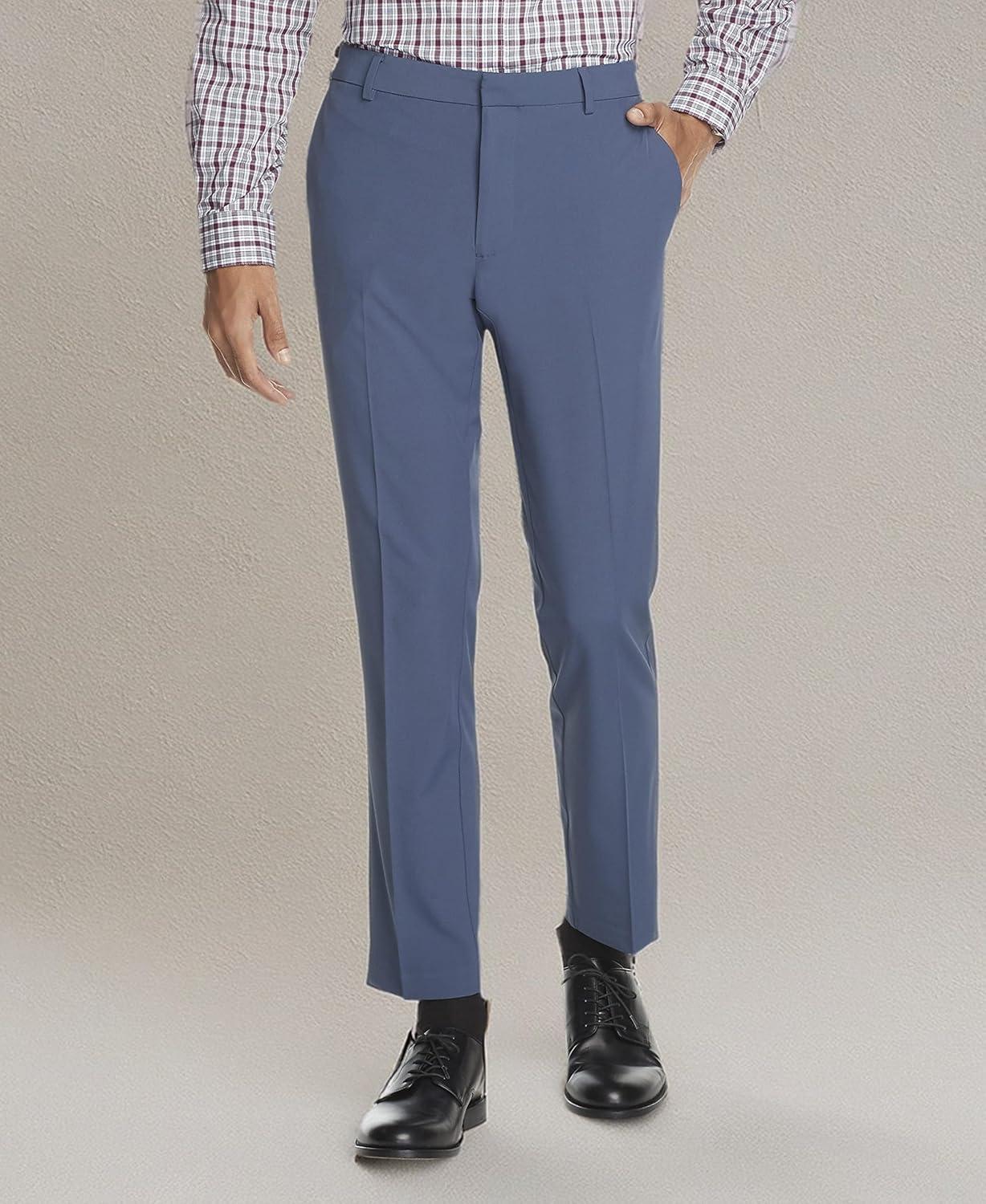 imageVan Heusen Mens Stain Shield Stretch Slim Fit Flat Front Dress PantBlueberry Dust