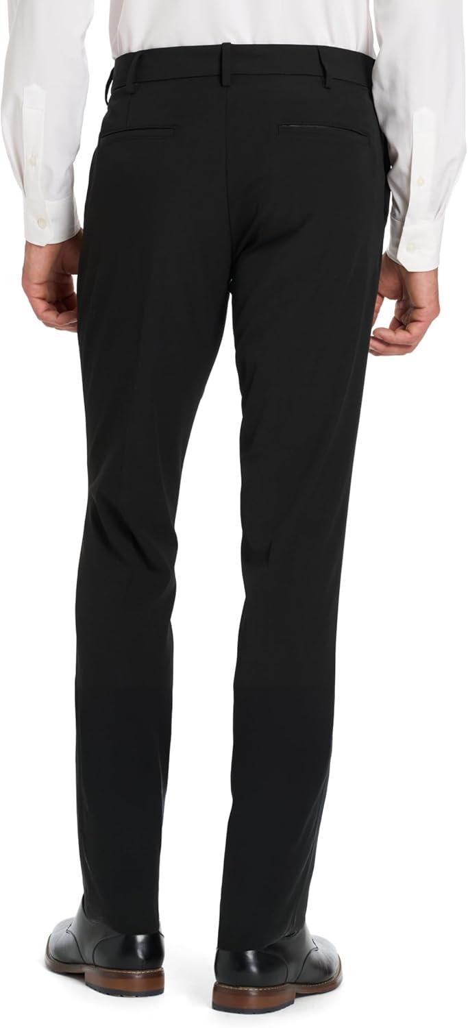 imageVan Heusen Mens Stain Shield Stretch Slim Fit Flat Front Dress PantJet Black