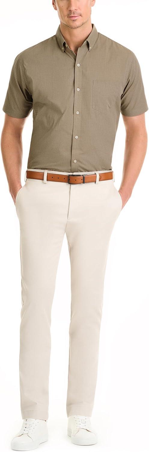 imageVan Heusen Mens Wrinkle Free Short Sleeve Button Down Check ShirtAluminum
