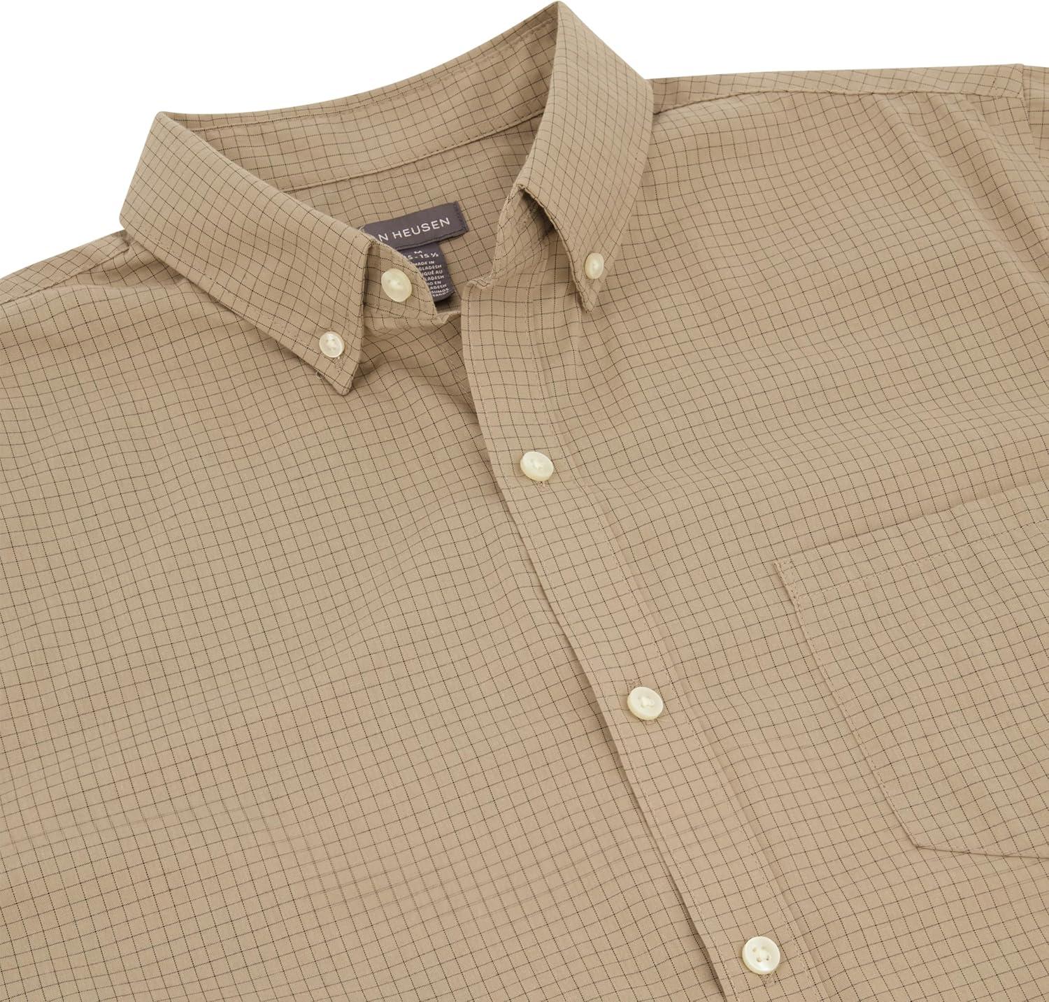 imageVan Heusen Mens Wrinkle Free Short Sleeve Button Down Check ShirtAluminum