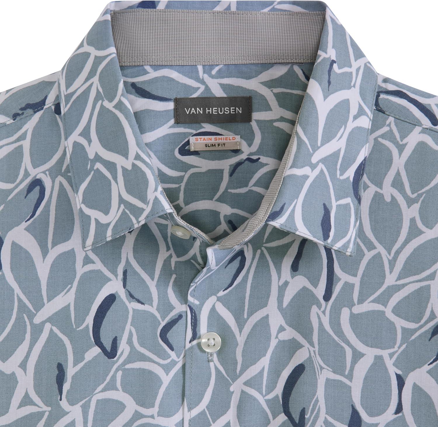 imageVan Heusen Mens Wrinkle Free Short Sleeve Button Down Check ShirtAshley Blue
