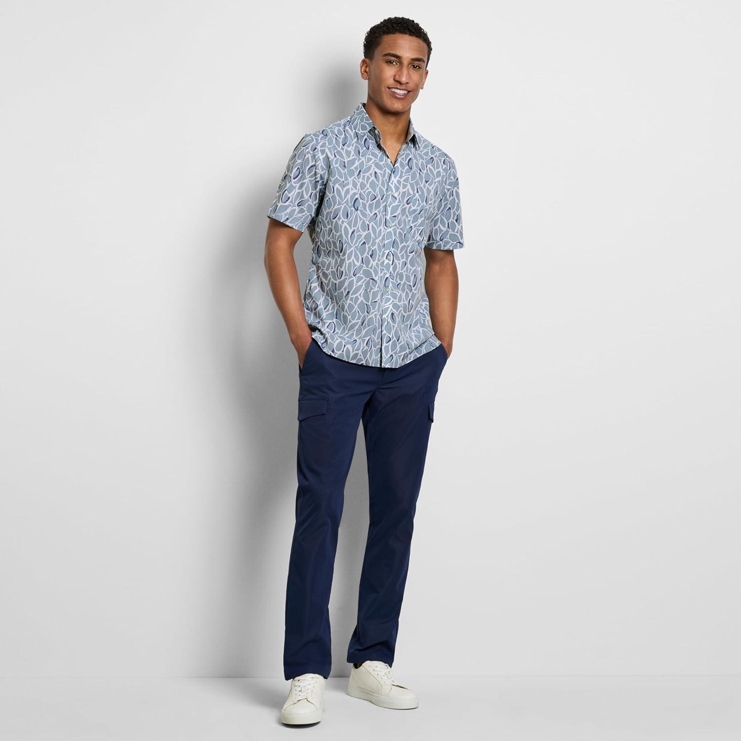 imageVan Heusen Mens Wrinkle Free Short Sleeve Button Down Check ShirtAshley Blue