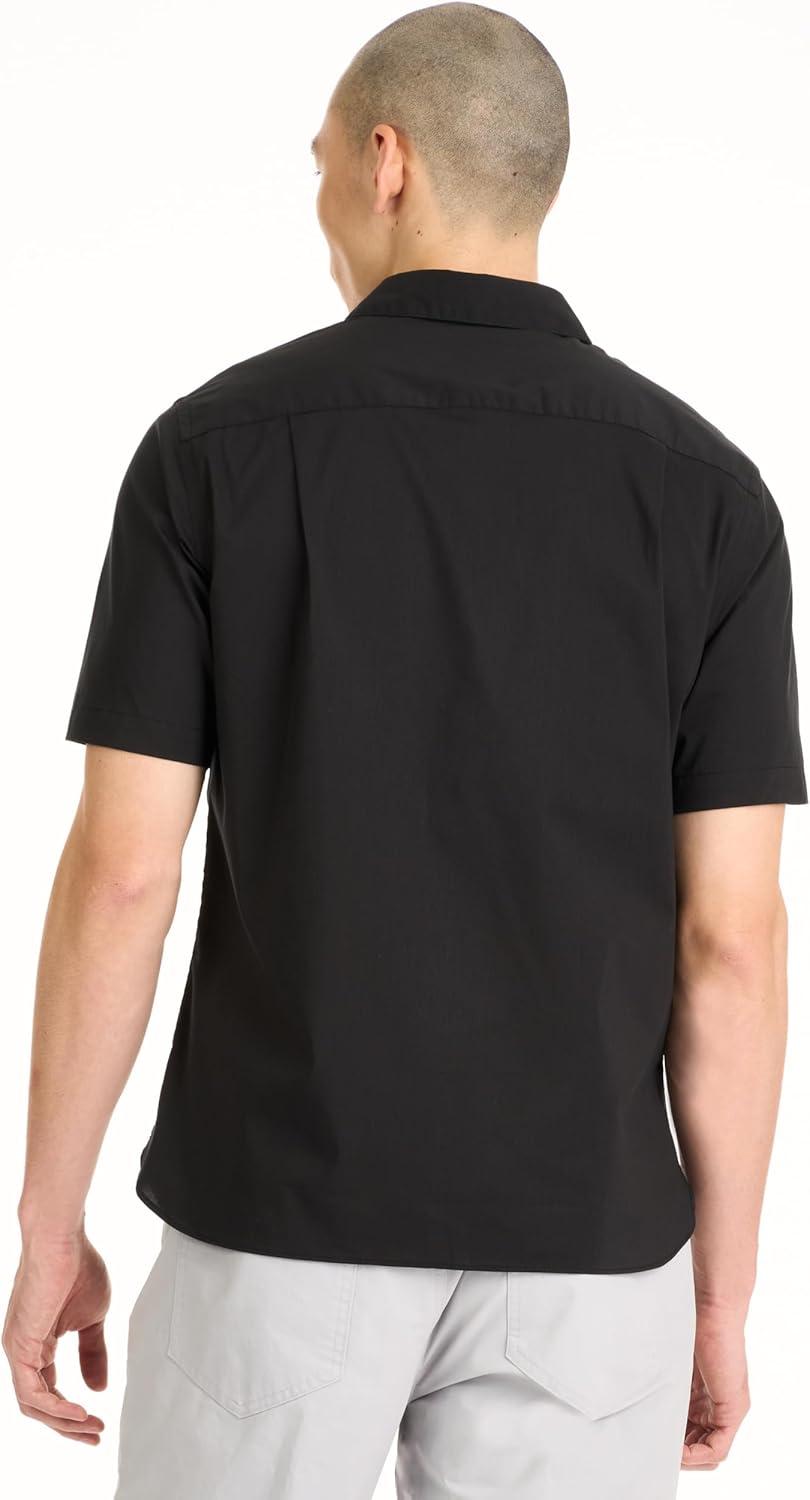 imageVan Heusen Mens Wrinkle Free Short Sleeve Button Down Check ShirtBlack Solid
