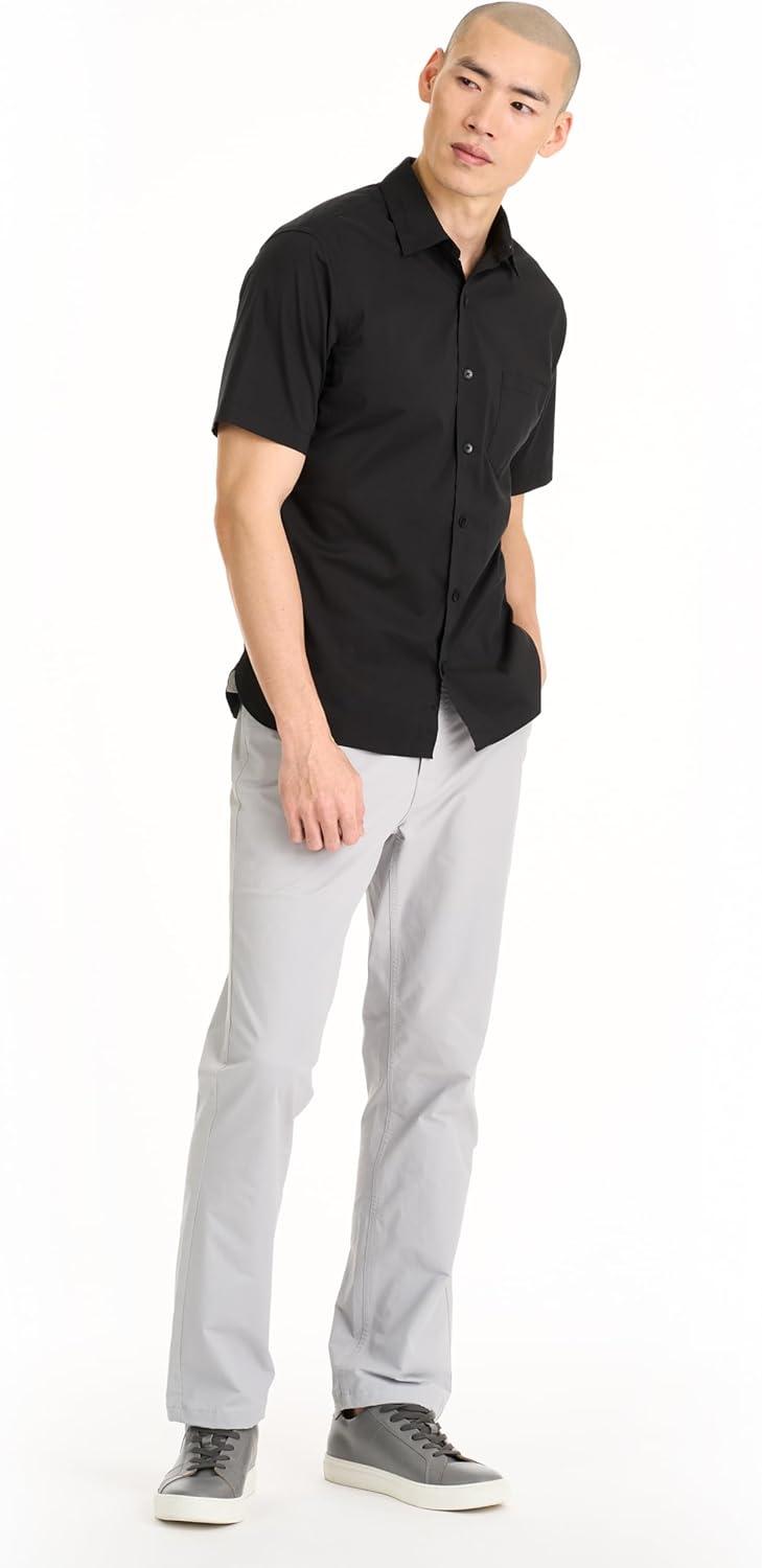 imageVan Heusen Mens Wrinkle Free Short Sleeve Button Down Check ShirtBlack Solid