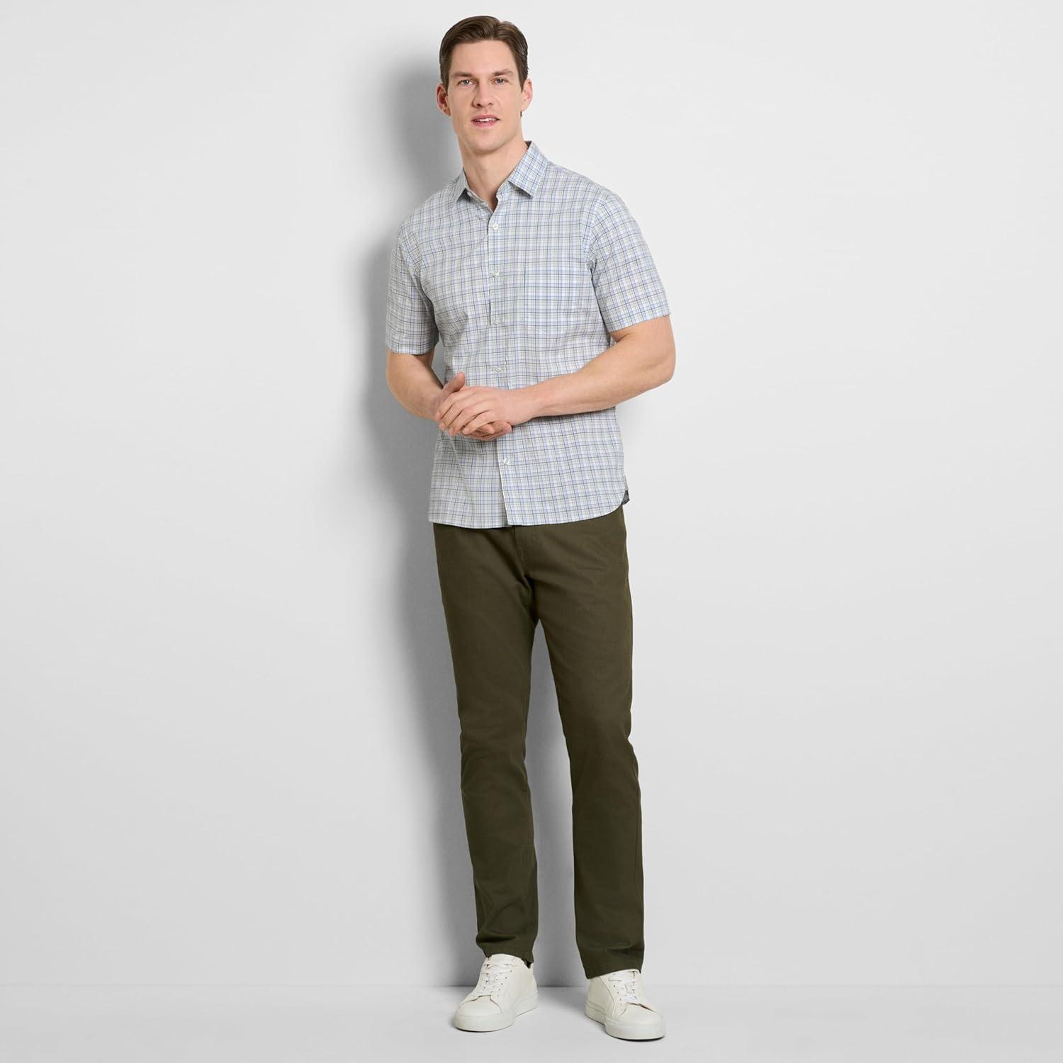 imageVan Heusen Mens Wrinkle Free Short Sleeve Button Down Check ShirtBrilliant White