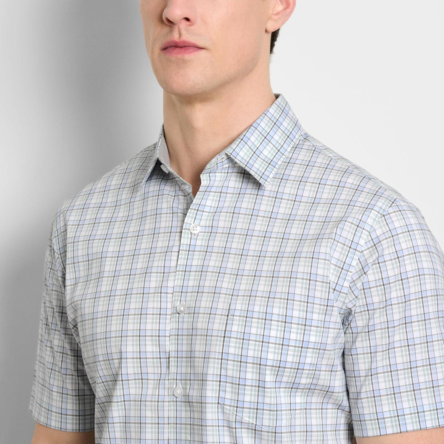 imageVan Heusen Mens Wrinkle Free Short Sleeve Button Down Check ShirtBrilliant White
