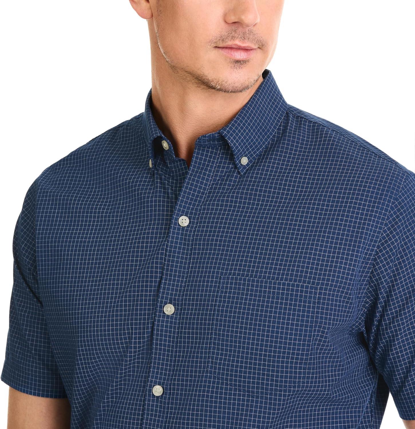 imageVan Heusen Mens Wrinkle Free Short Sleeve Button Down Check ShirtCarbon Blue